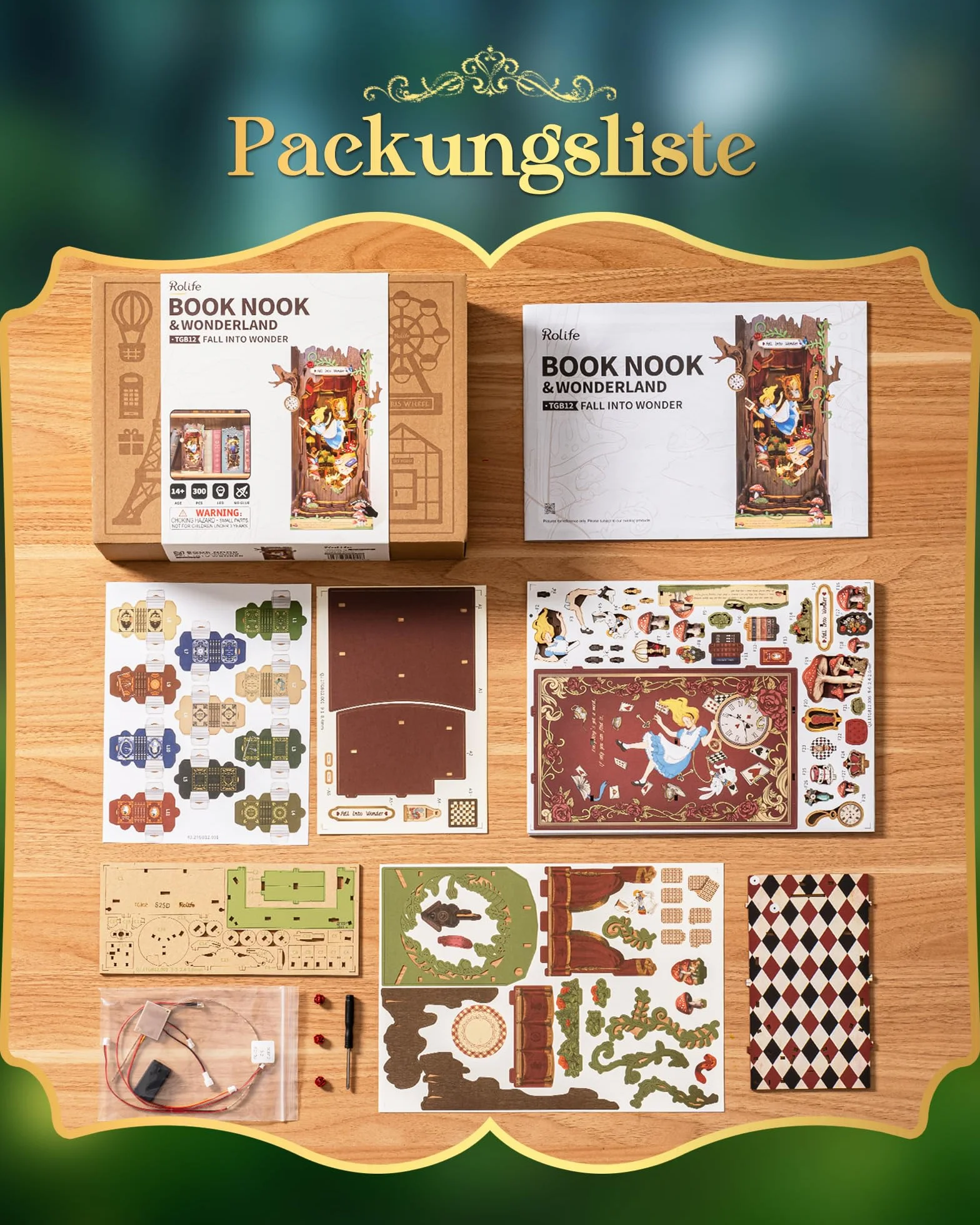 Rolife Book Nook Maquette Fall Into Wonder Maison Miniature DIY Diorama 3D Puzzle avec Illusion Miroir