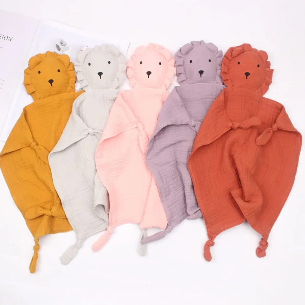 Peluche doudou panda lion éléphant mousseline jouet bébé cadeau naissance