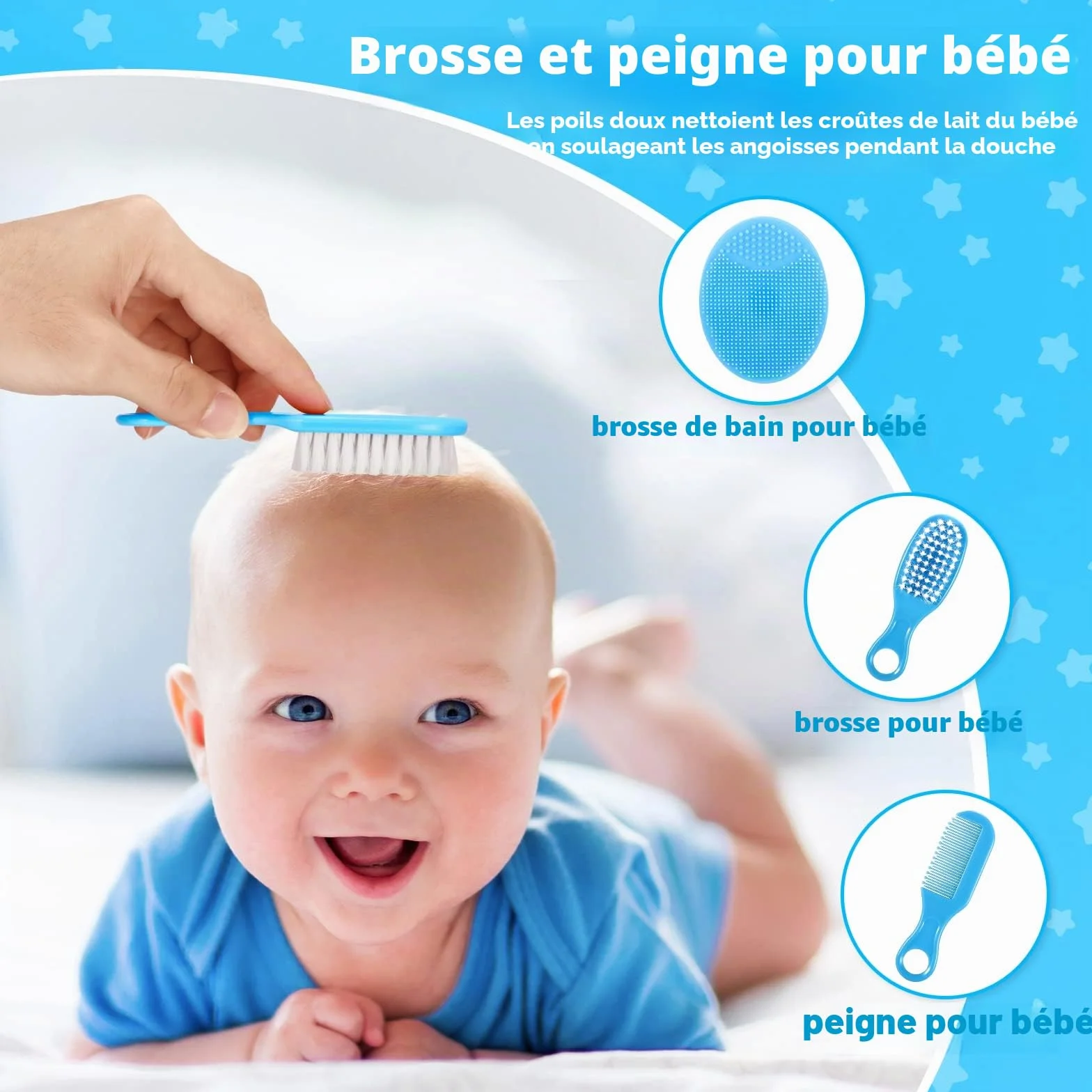 Kit de soins de toilettage pour bébé 28 pièces avec brosse peigne coupe-ongles