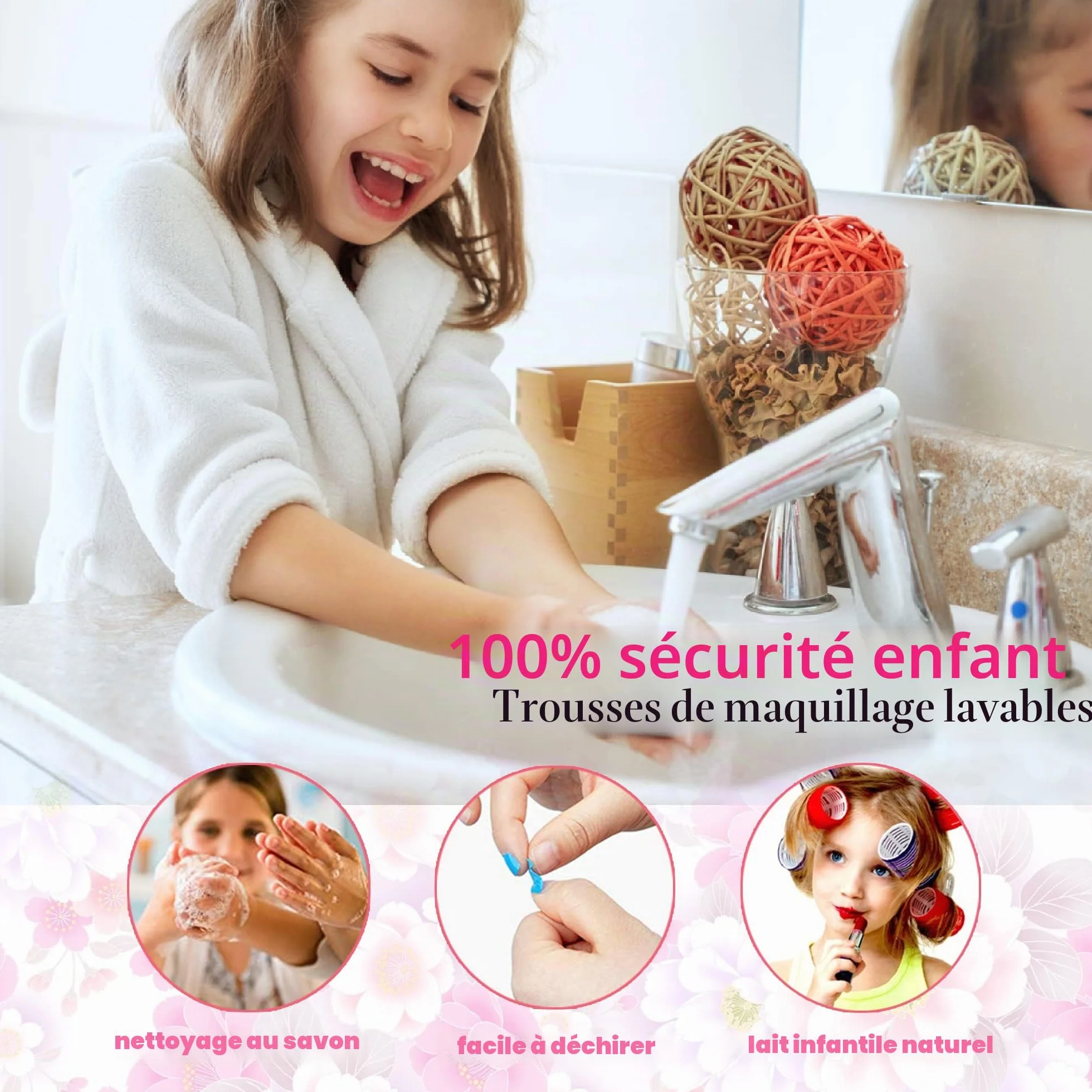 Coffret Maquillage Enfant Fille - Kit Maquillage Non Toxique Jouet Princesse 3+ Ans