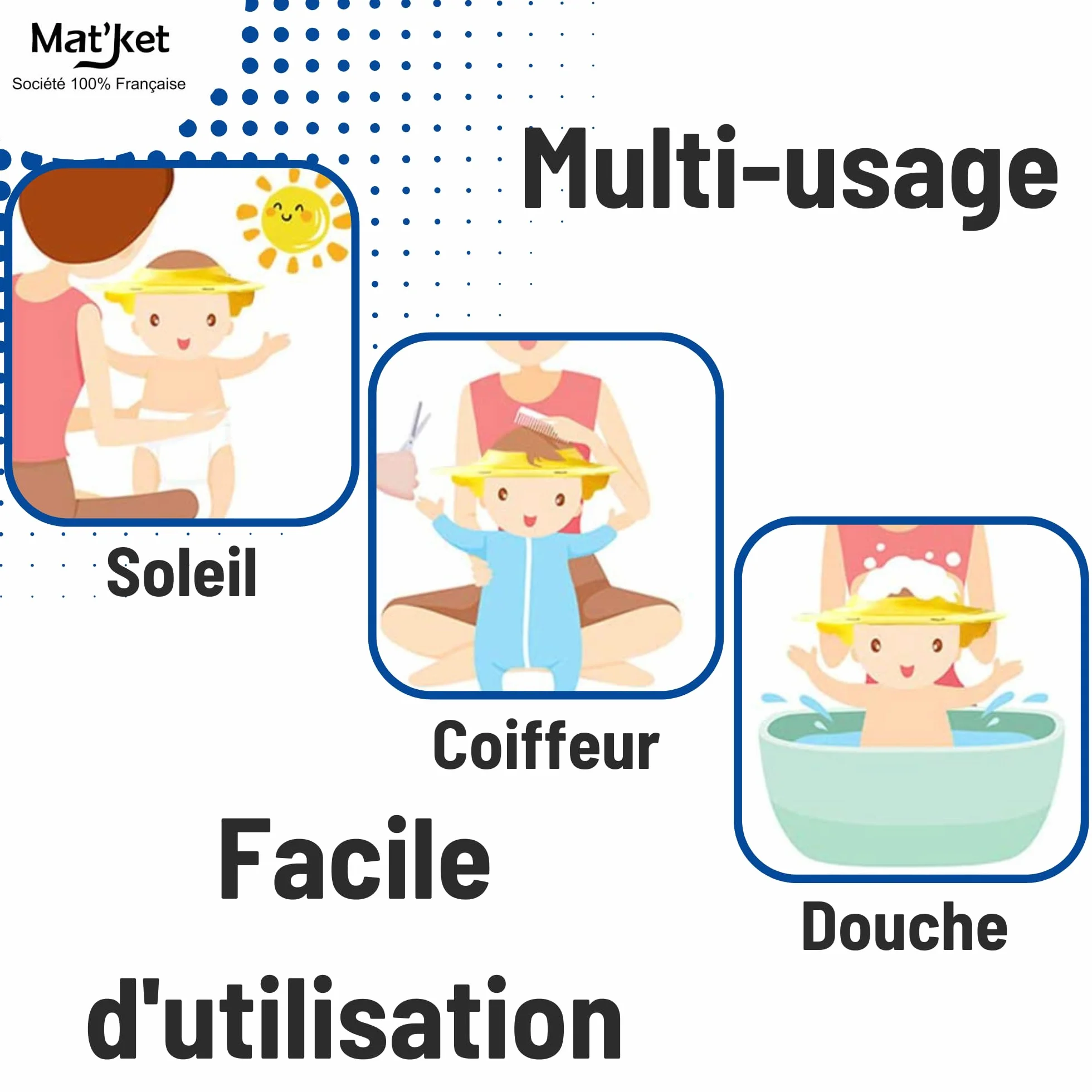 Casquette de Bain Enfant Bébé Visière Chapeau Shampoing Douche