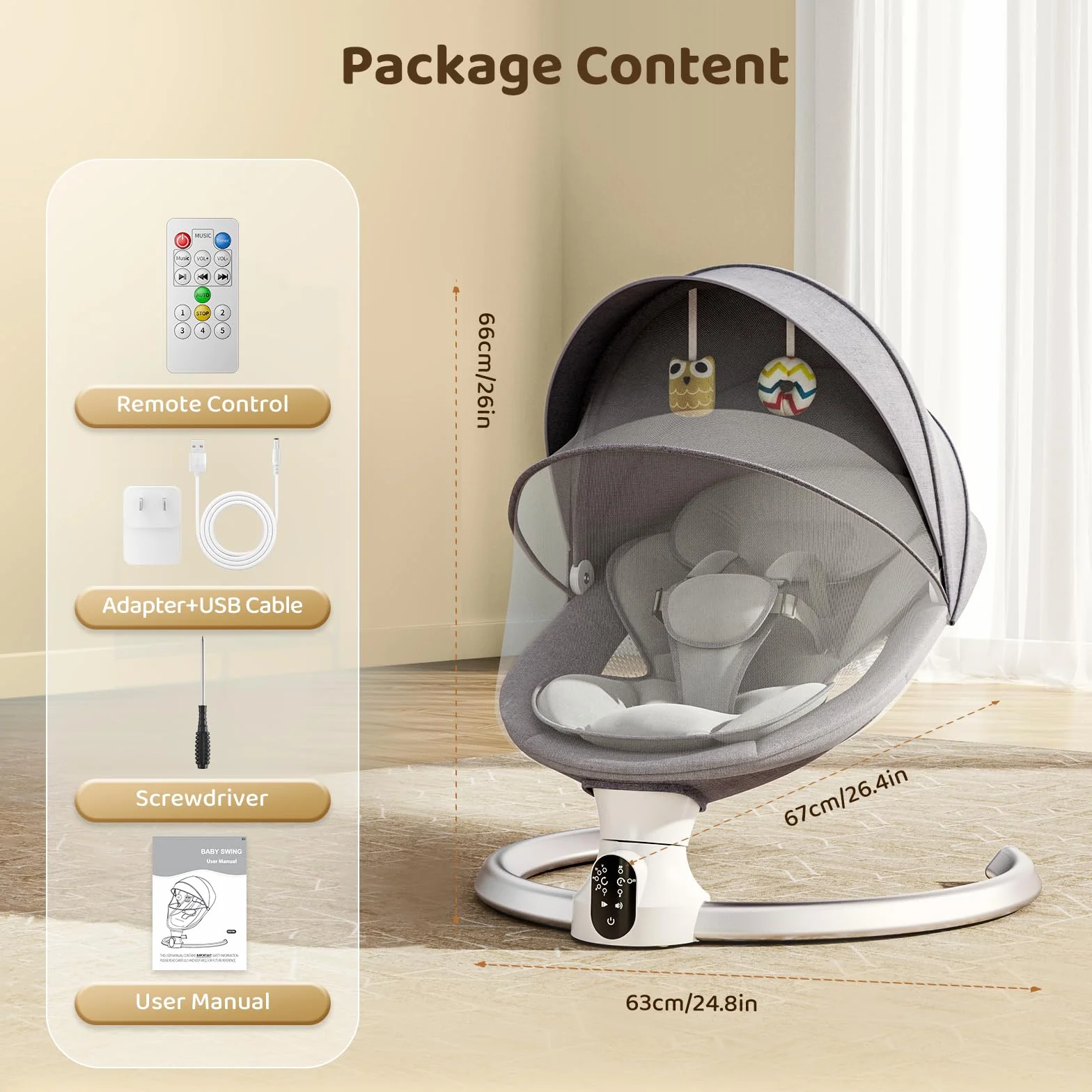 Transat Bébé Électrique Balancelle 5 Amplitudes Vibrations Minuterie Smartphone 12 Musique Naissance 6 Mois