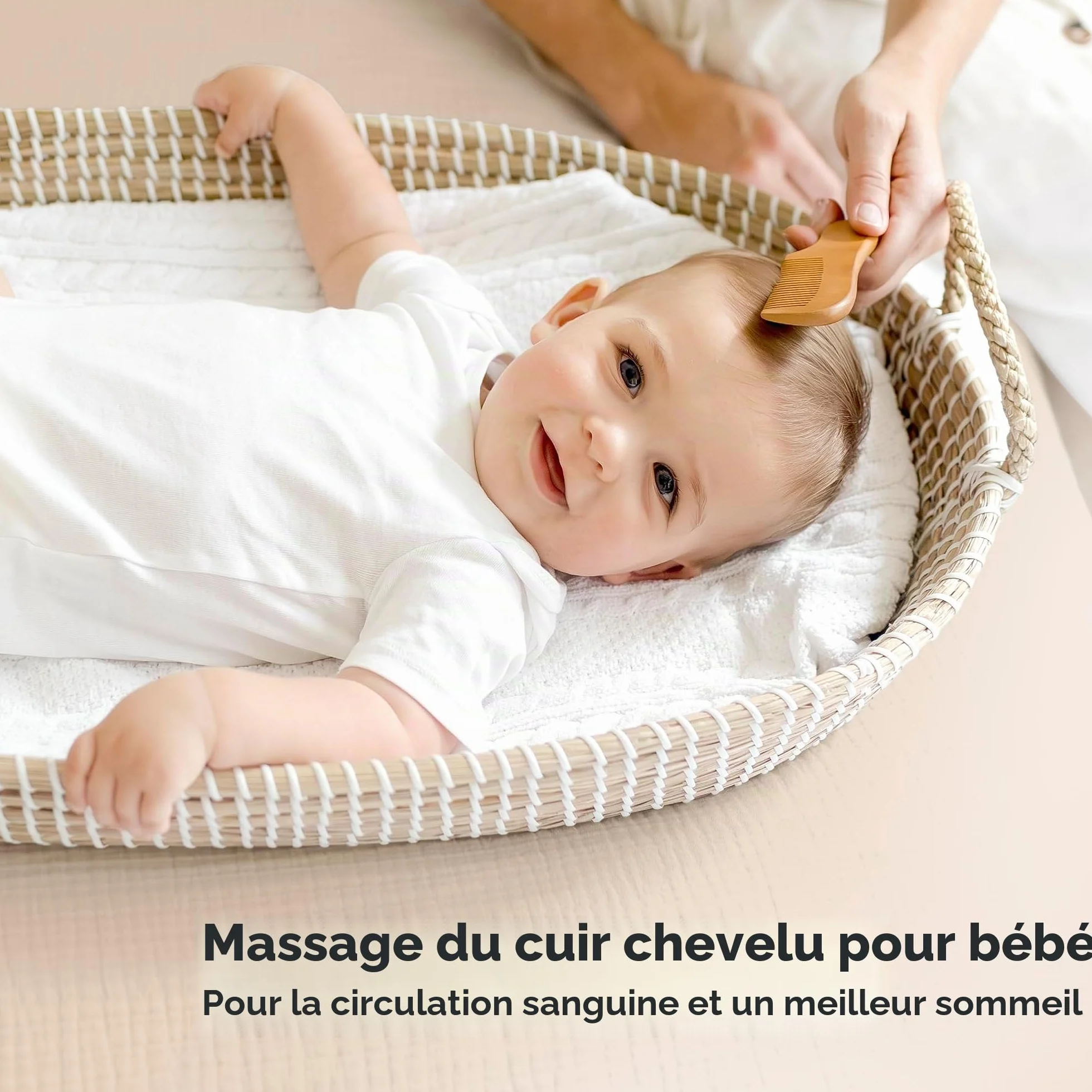 Brosse à Cheveux Bébé Nouveau-né en Bois Naturel avec Poils de Chèvre Doux