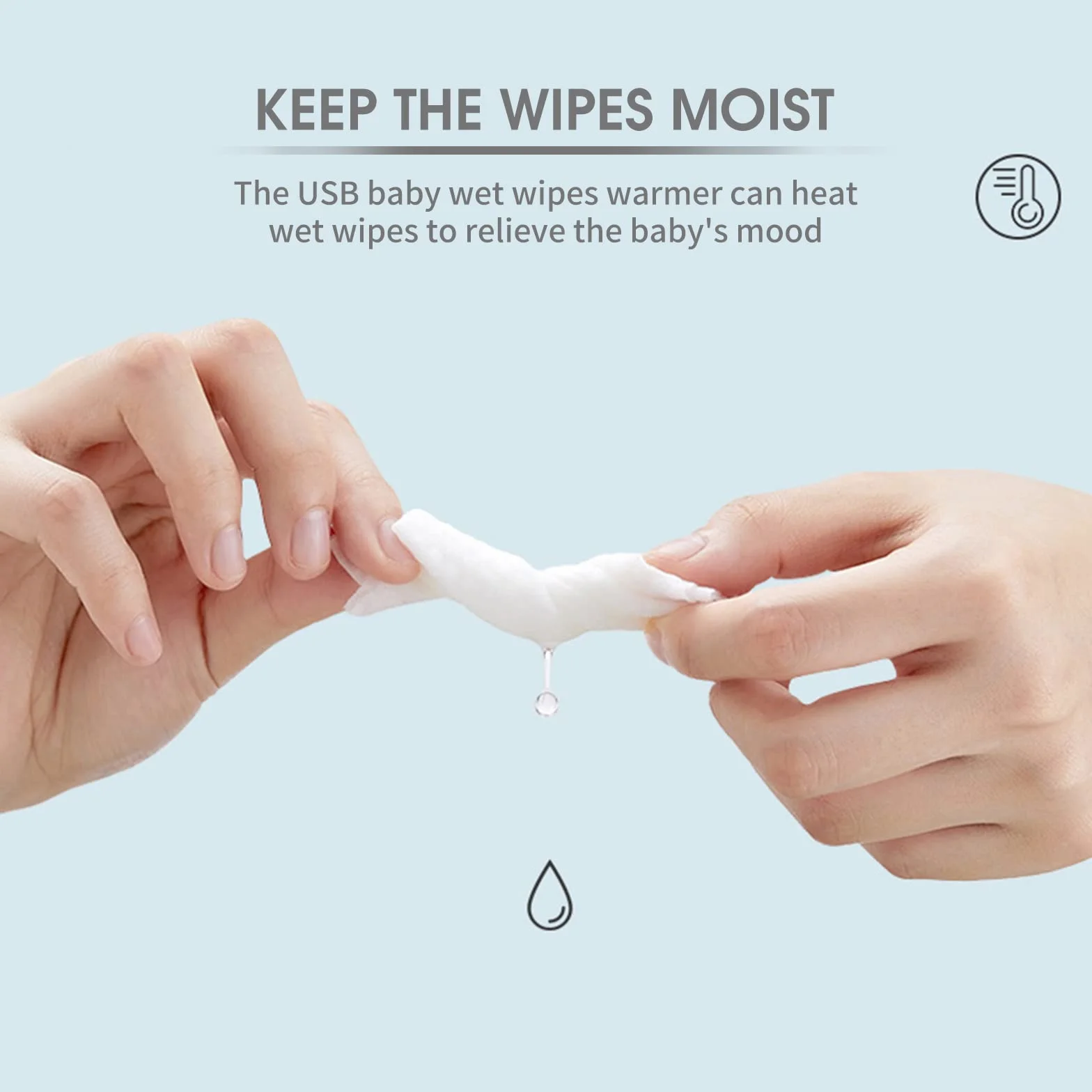 Chauffe-lingettes humides USB bébé 10W 3 modes température constante grande capacité portable