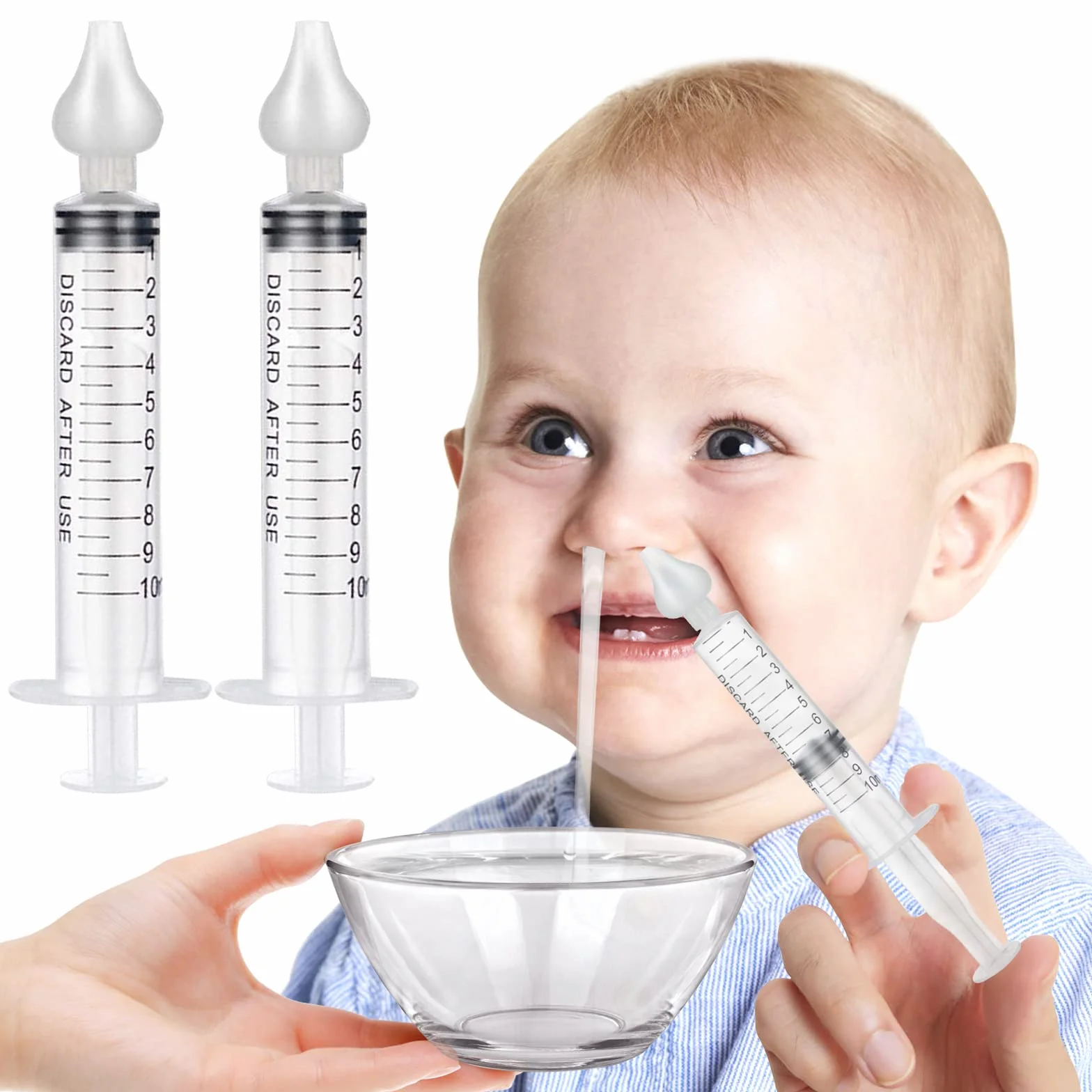 Aspirateur Nasal pour bébé Mouché-Bébé avec Embout en Silicone Réutilisable 10 ml