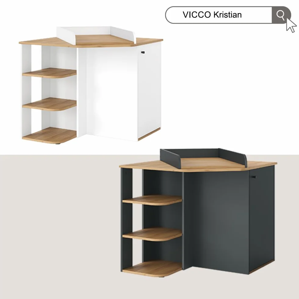 Vicco Commode à Langer Kristian Anthracite Artisan 85x77.3cm 3 Compartiments Fermés Table à Langer Rangement