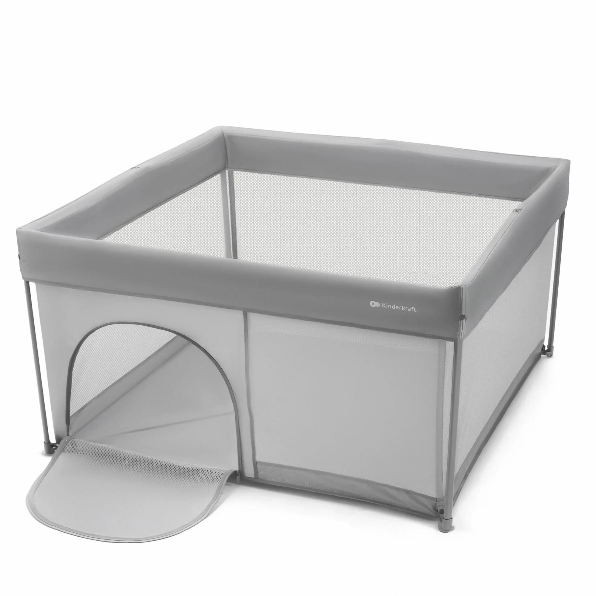 Kinderkraft ZIKI Parc bébé pliable, jusqu'à 4 ans, cadre acier, gris