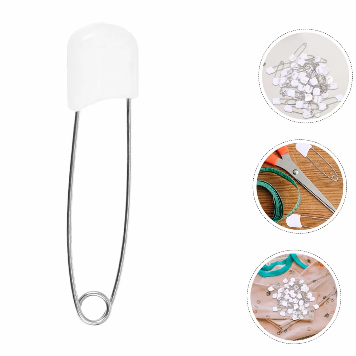 ERINGOGO Épingles de Sûreté Lot de 60 Blanches Alliage de Zinc PP pour Bébés Adultes