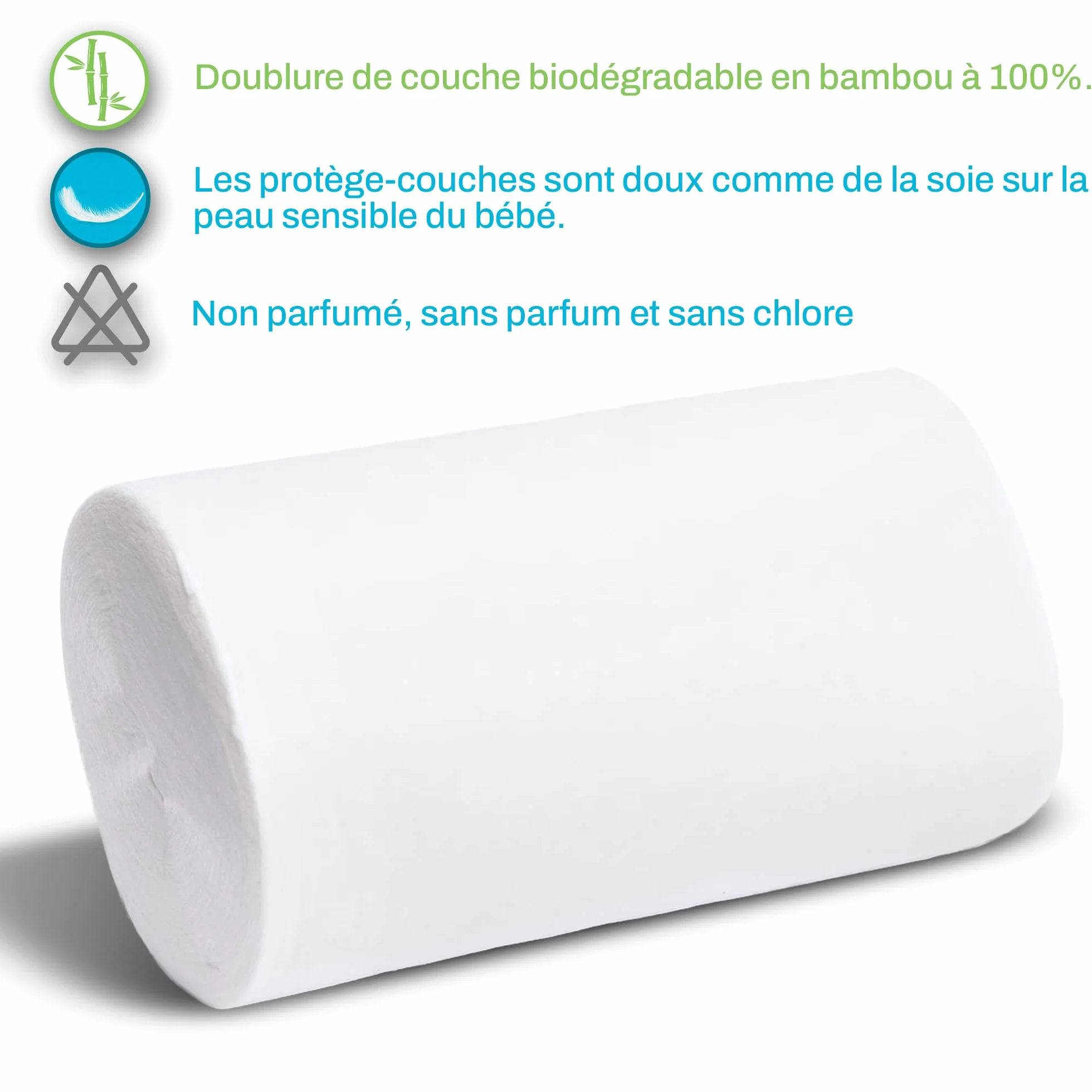 Voile de Protection pour Couche Lavable Bébé 0-3 Ans Biodégradable Respirant Paquet de 2