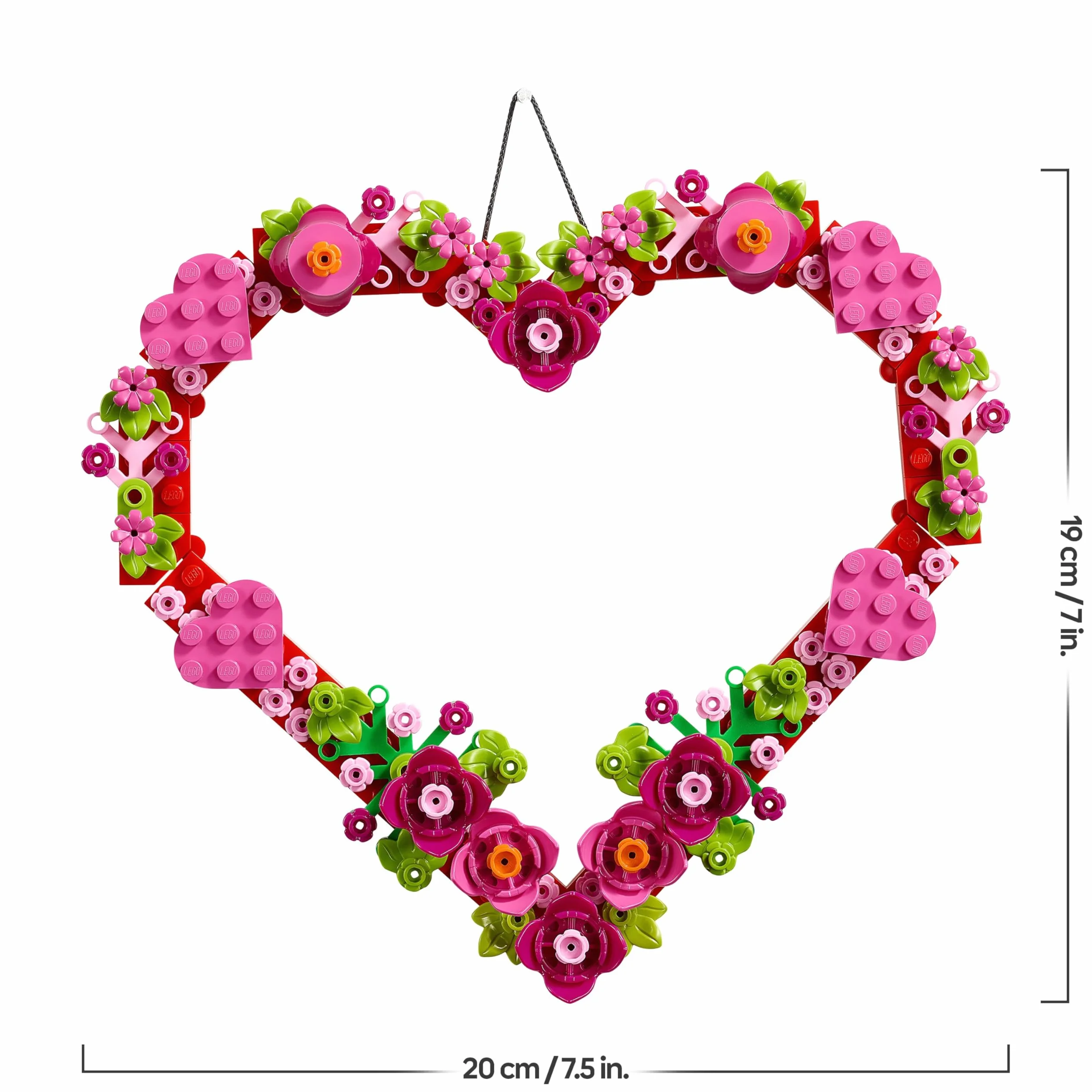 LEGO Décoration en Forme de Cœur 40638 - Kit d'Activité Manuelle pour Enfant 9 Ans avec Fleurs