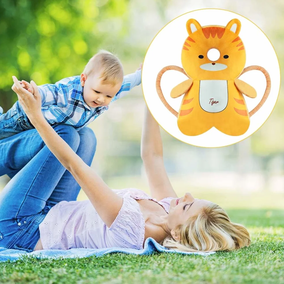 Vicloon Coussin de Protection de la Tête pour Bébé Réglable avec Genouillères, Harnais de Sécurité 4-24 Mois Tigre Orange