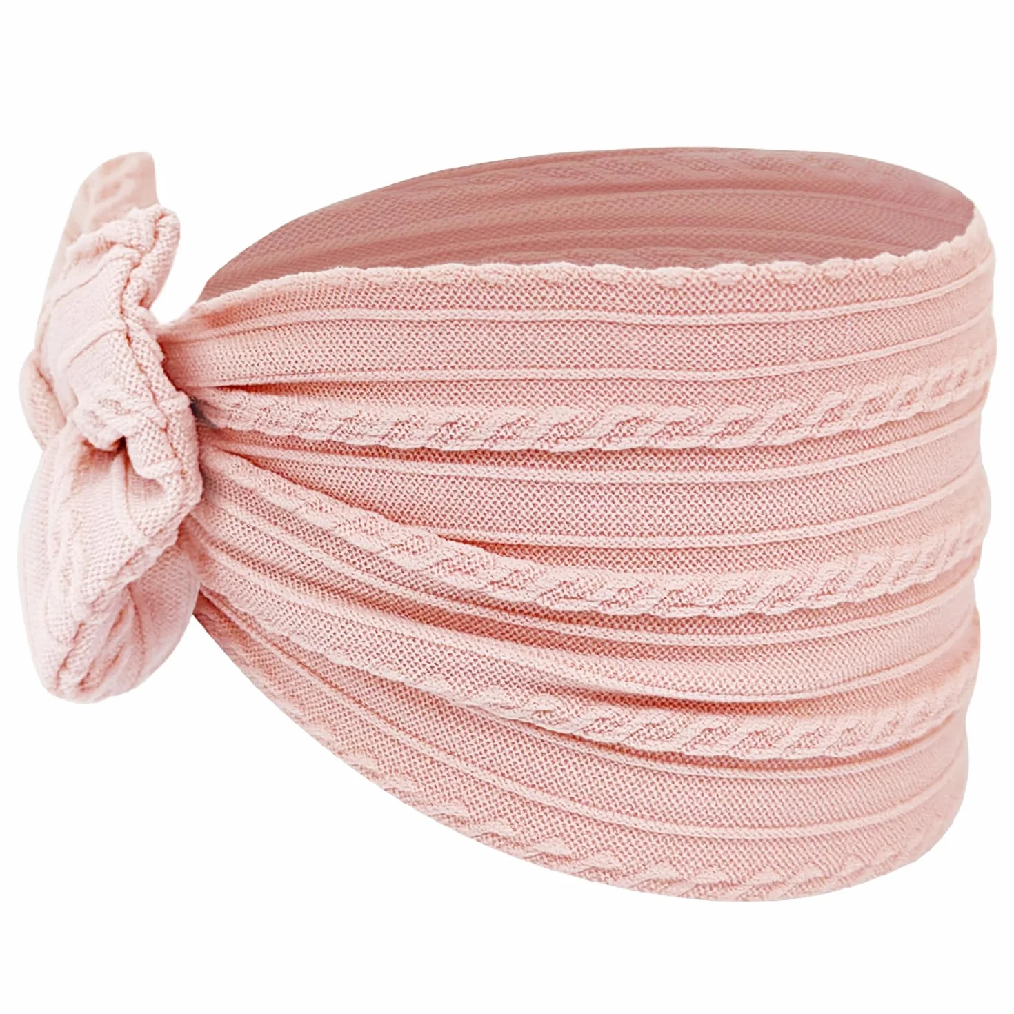Bandeau Turban Bébé Fille Nylon Élastique Souple Rose Blanc 2 Pièces
