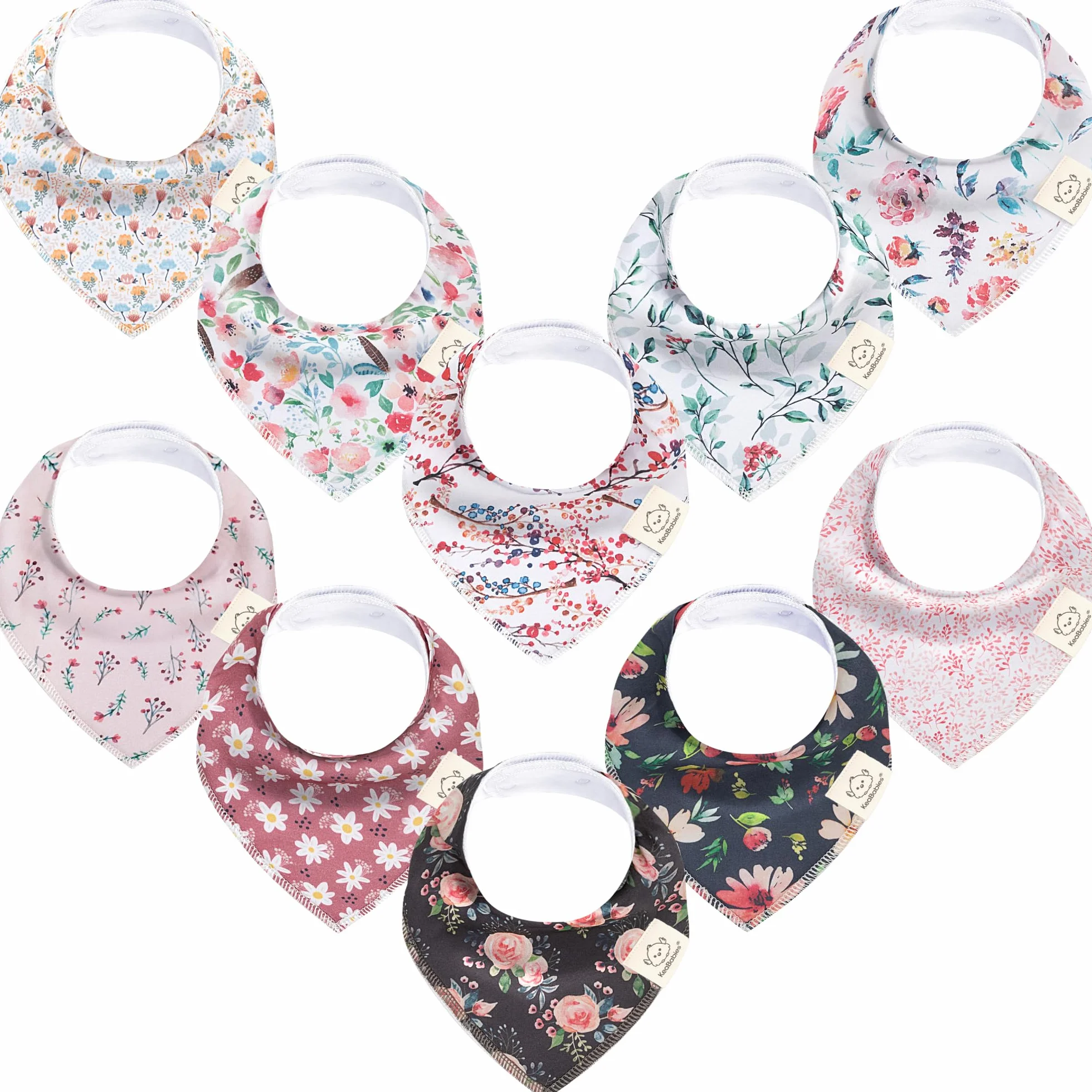 KeaBabies Bavoir bandana bébé coton bio absorbant fille