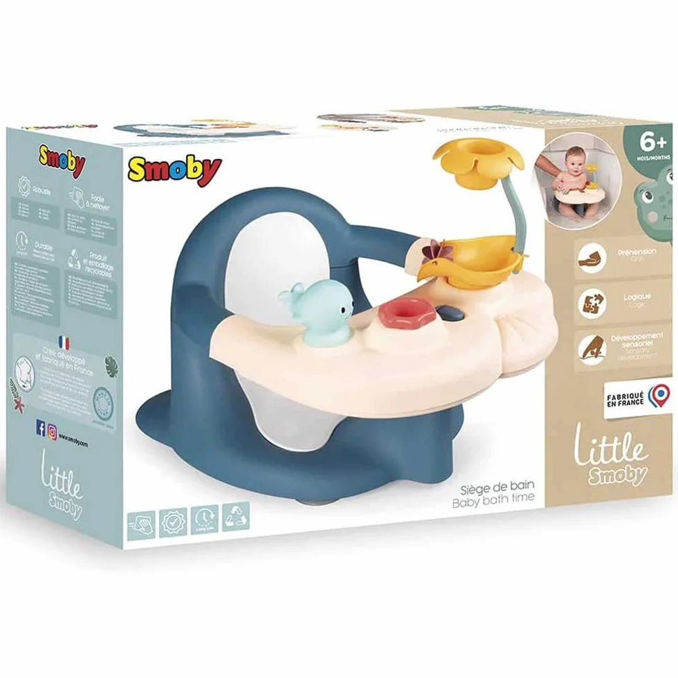 Smoby Little Siège de Bain 2 en 1 Tablette d'Activités Réglable pour Bébé dès 6 Mois Fabriqué en France