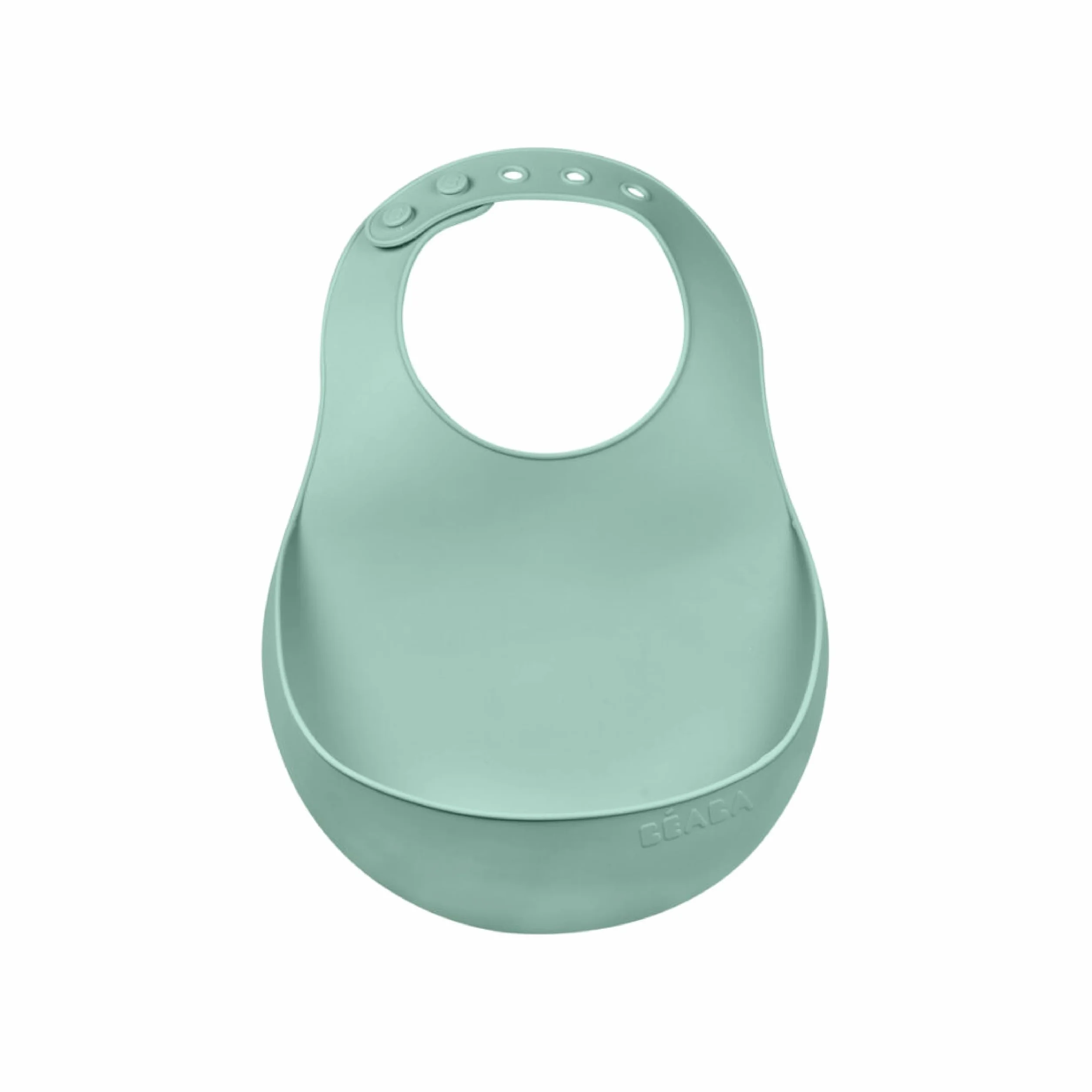 BÉABA Bavoir Bébé Silicone Imperméable Tour de cou ajustable Poche rattrape aliments Vert Sauge