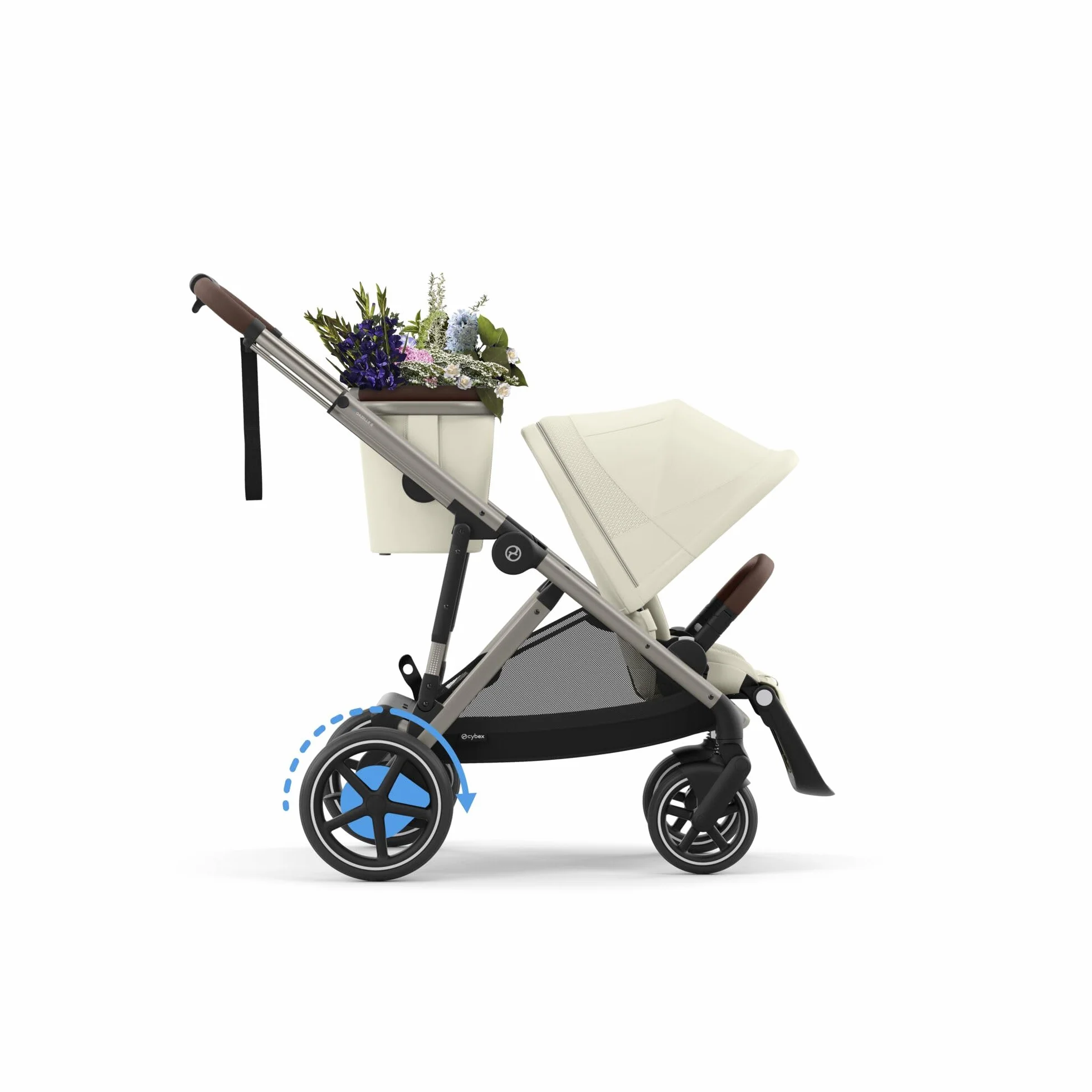 CYBEX Poussette Gold e-GAZELLE S, de la naissance à 4 ans, max. 22 kg, système tout-en-1 avec propulsion électrique, Beige coquillage
