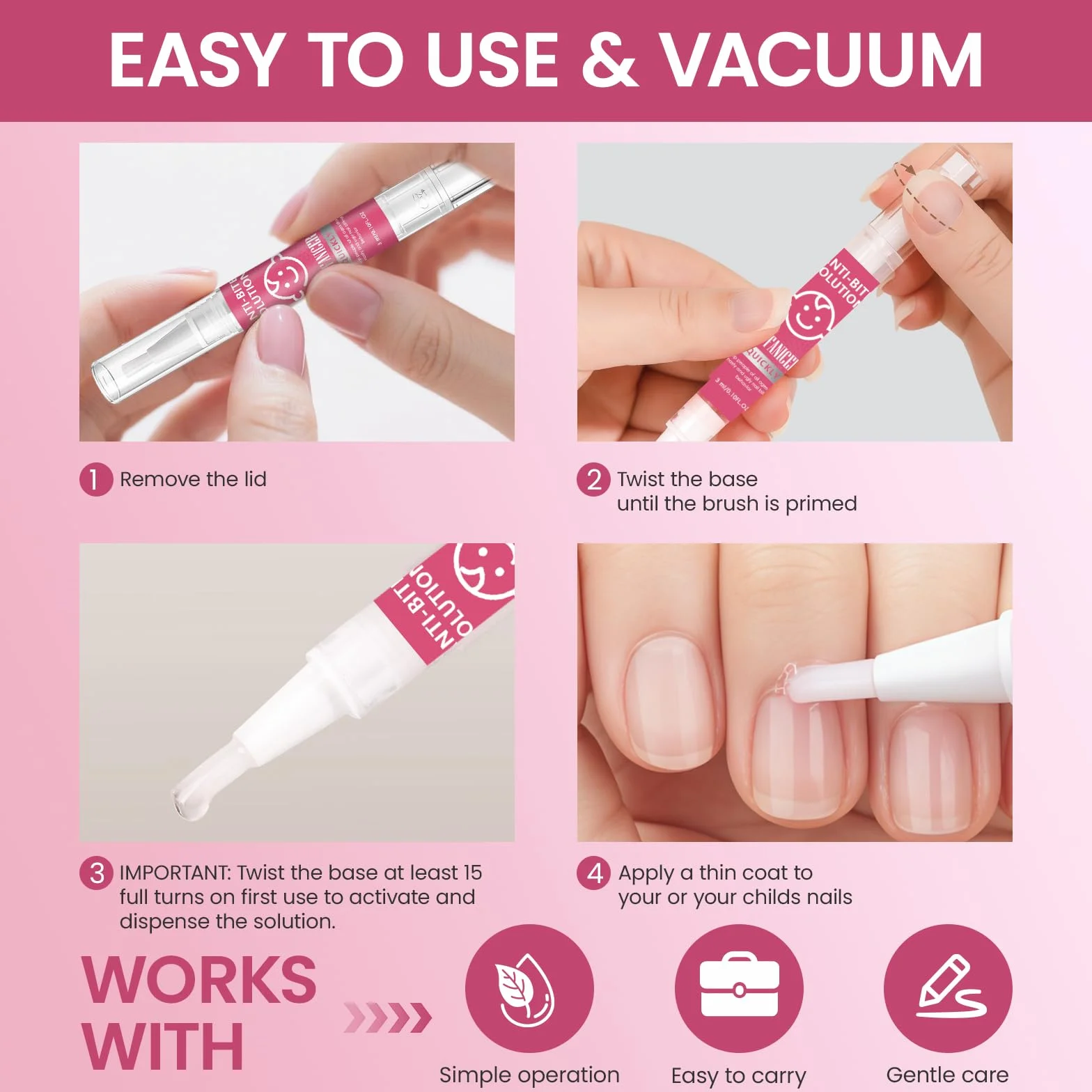 Stylo Anti-Rongement d'Ongles Amer, 2 Stylos Vernis Anti Ronge Ongles, Aide à Prévenir le Rongement des Ongles et Succion de Pouce