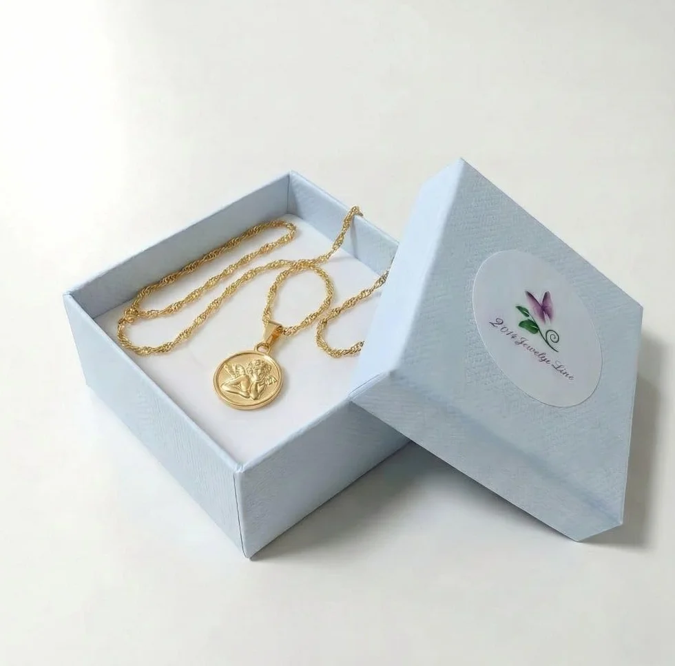Collier Ange Baptême Plaqué Or Jaune 750/1000 40 cm Enfant Bébé