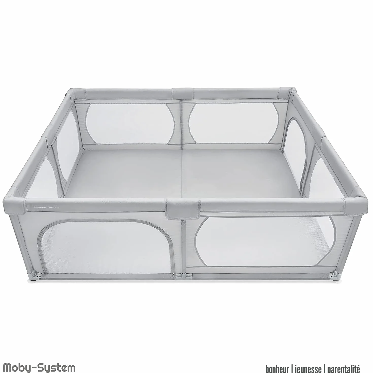 Moby-System Parc pour bébé 200 x 140 cm gris centre d'activités avec base antidérapante imperméable