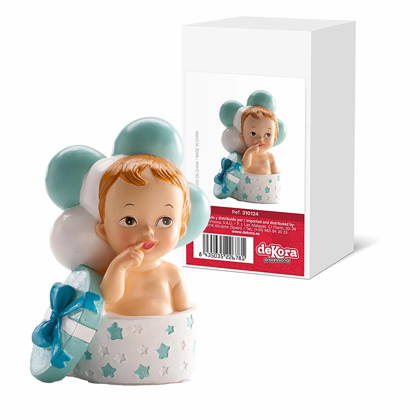 Figurine en résine Décoration Baptême Garçon 10 cm Cake topper Apte au Contact Alimentaire