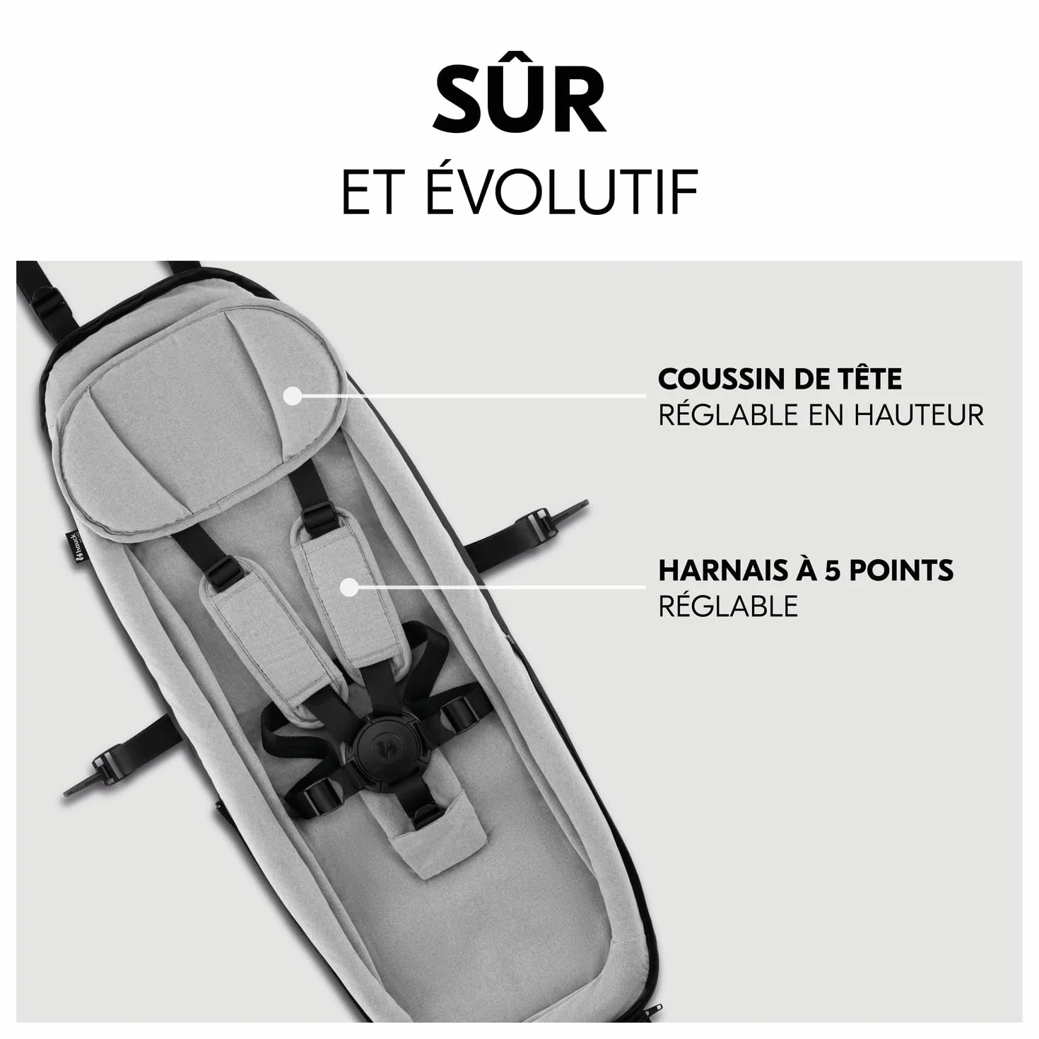 Hauck Hamac Remorque Bébé Velo Baby Lounger 2 Dryk Duo Gris Siège Nouveau-Né Harnais 5 Points