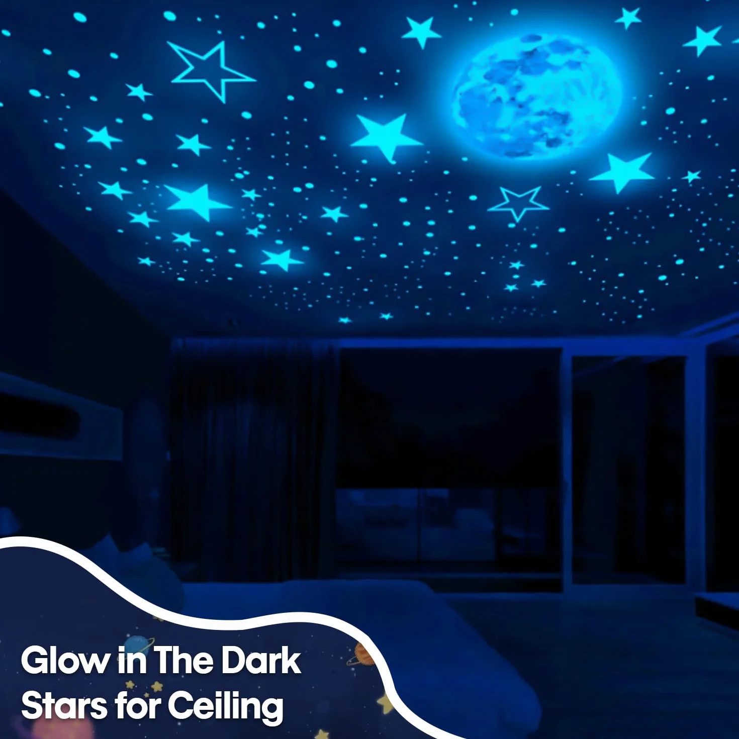 Autocollants Lumineux 629 Pcs Étoiles Phosphorescentes Stickers Fluorescents Décoration Plafond Chambre Enfant