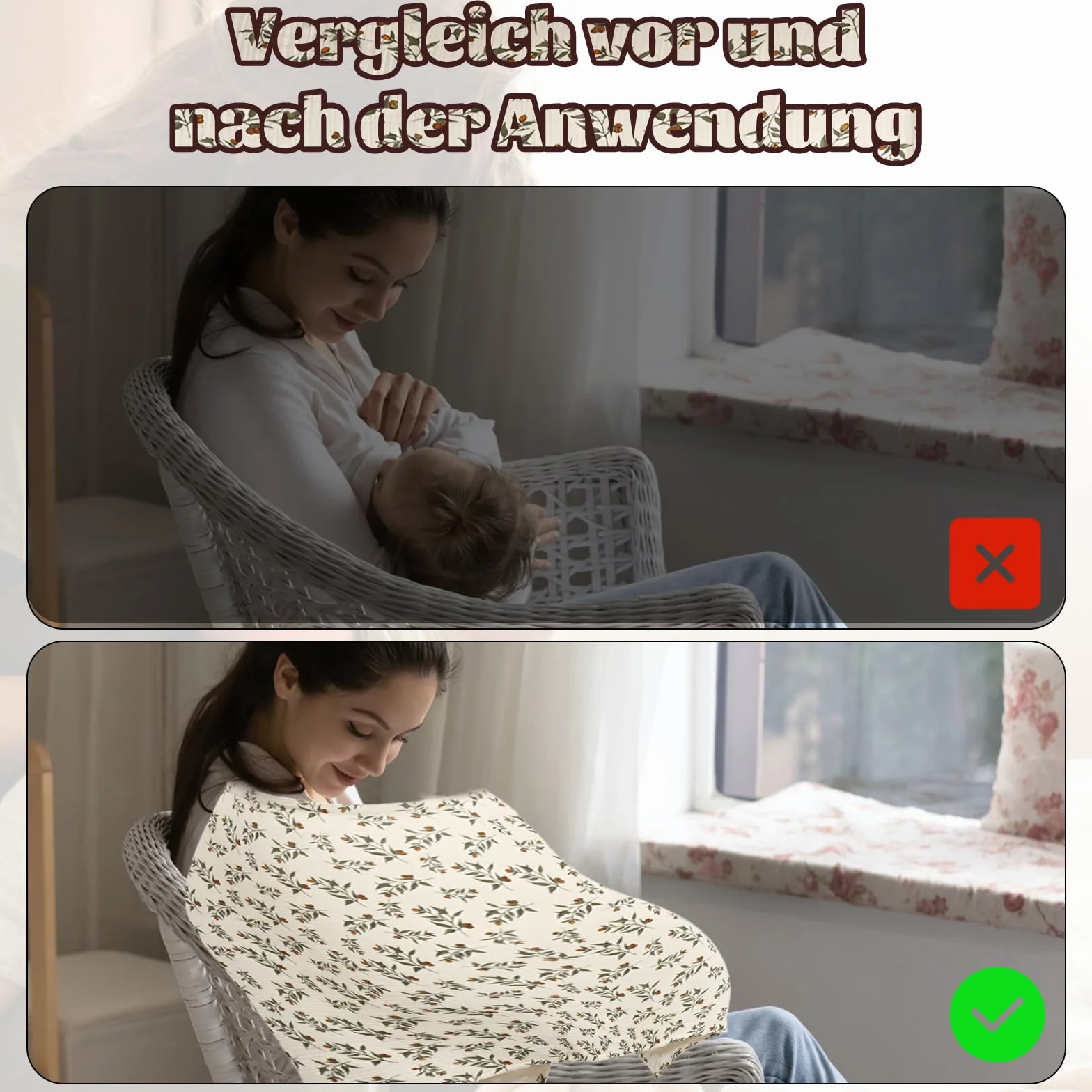 Couverture d'allaitement kaki en mousseline 100% coton, tablier doux et respirant pour bébé