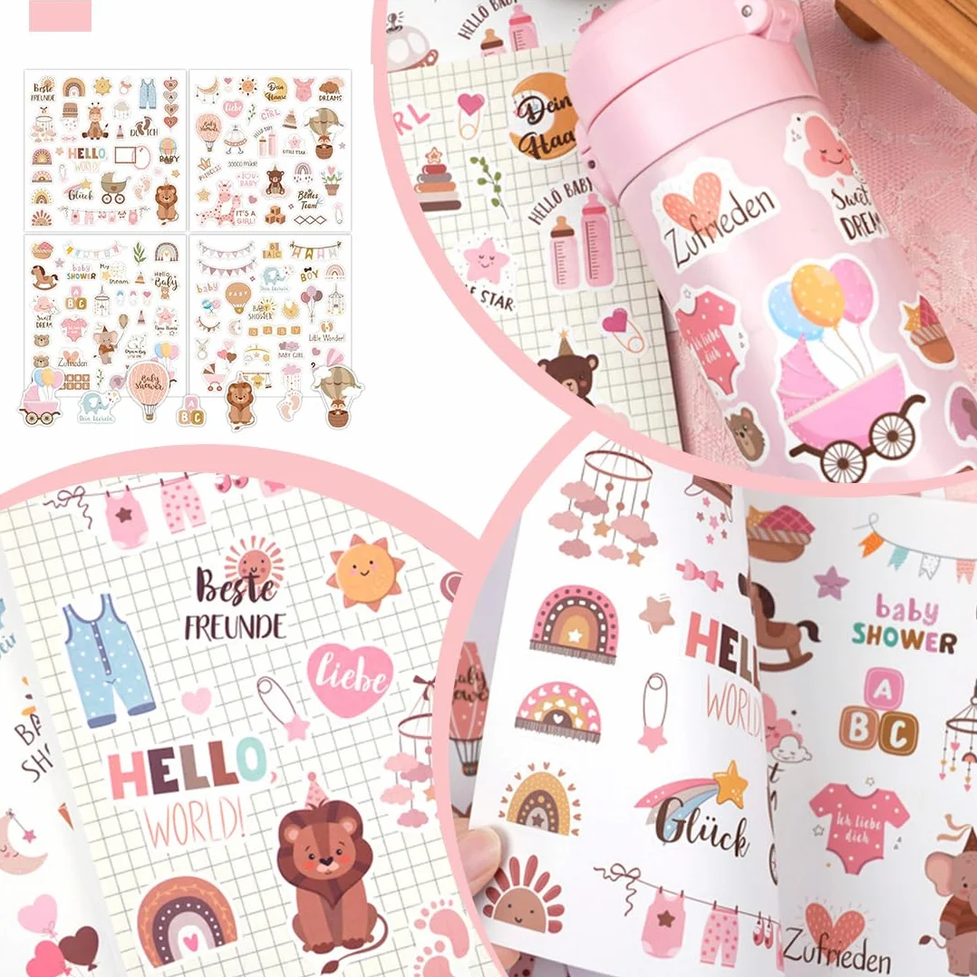 Lot de 4 feuilles 18×18cm d'autocollants pour Album Photo Bébé - Accessoires Scrapbooking Baptême