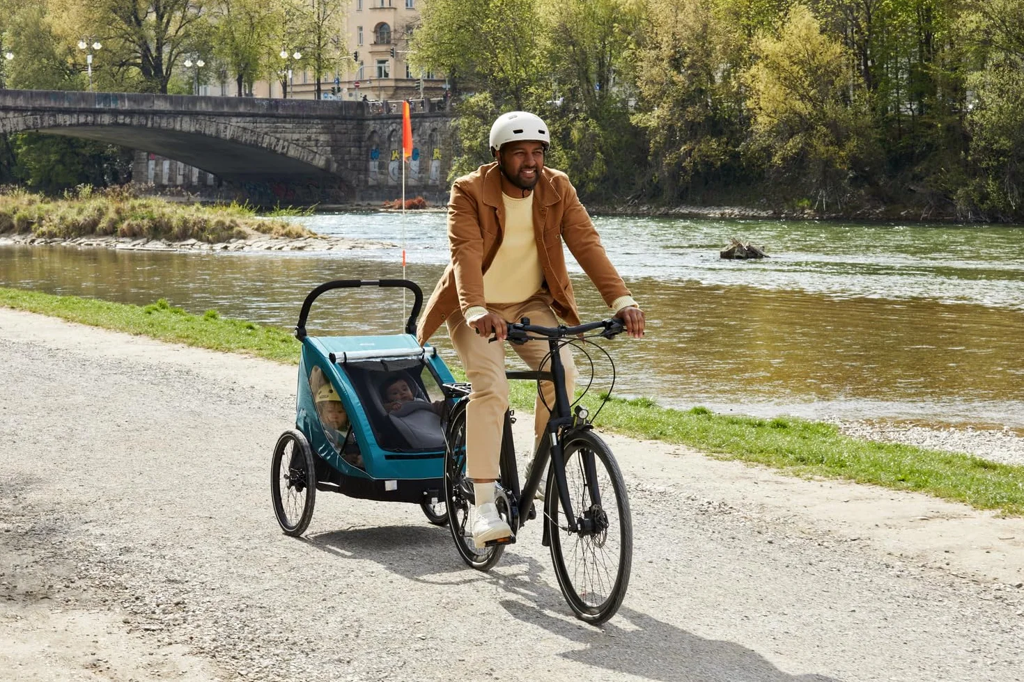 Hauck Remorque Velo Poussette 2 Enfants 2-en-1 Dryk Duo Pliable Coffre XL Gris
