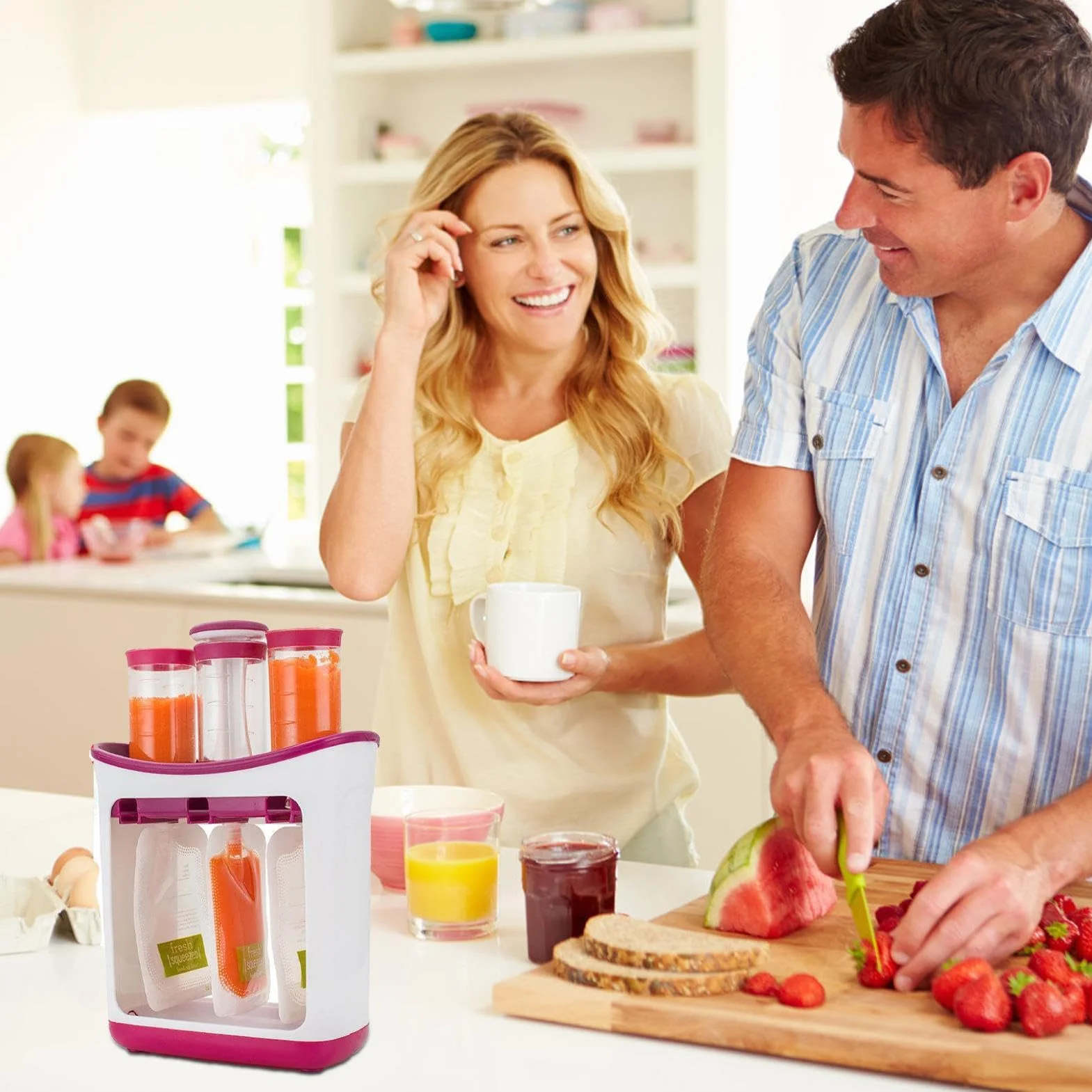 Squeeze Station Fabricant De Jus À Base, Presse Pour Bébé, Jus Fruits Frais Maison Avec Sacs Rangement
