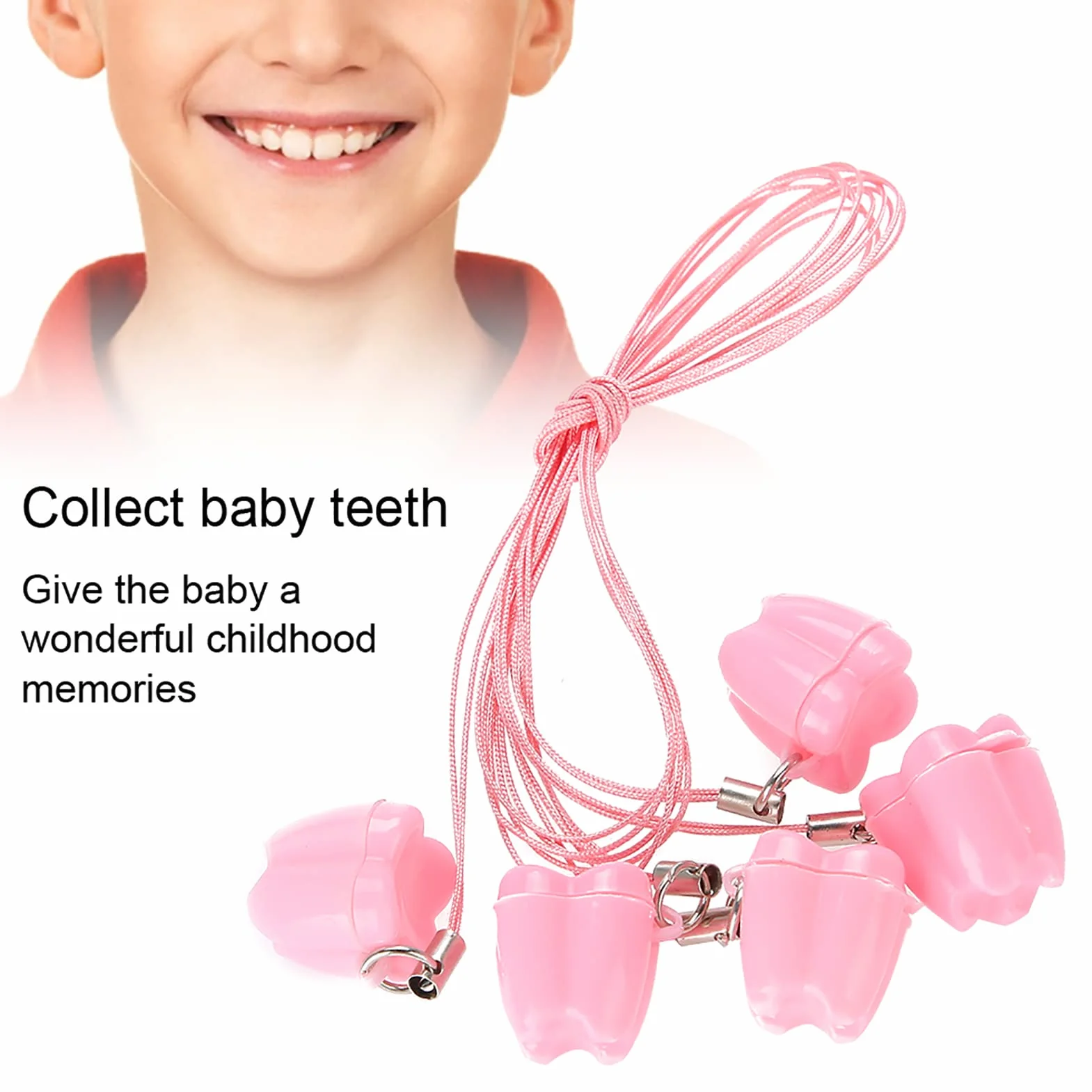 Boîtes de rangement pour dents de lait bébé lot de 5 plastique cordon porte-dents 5 couleurs