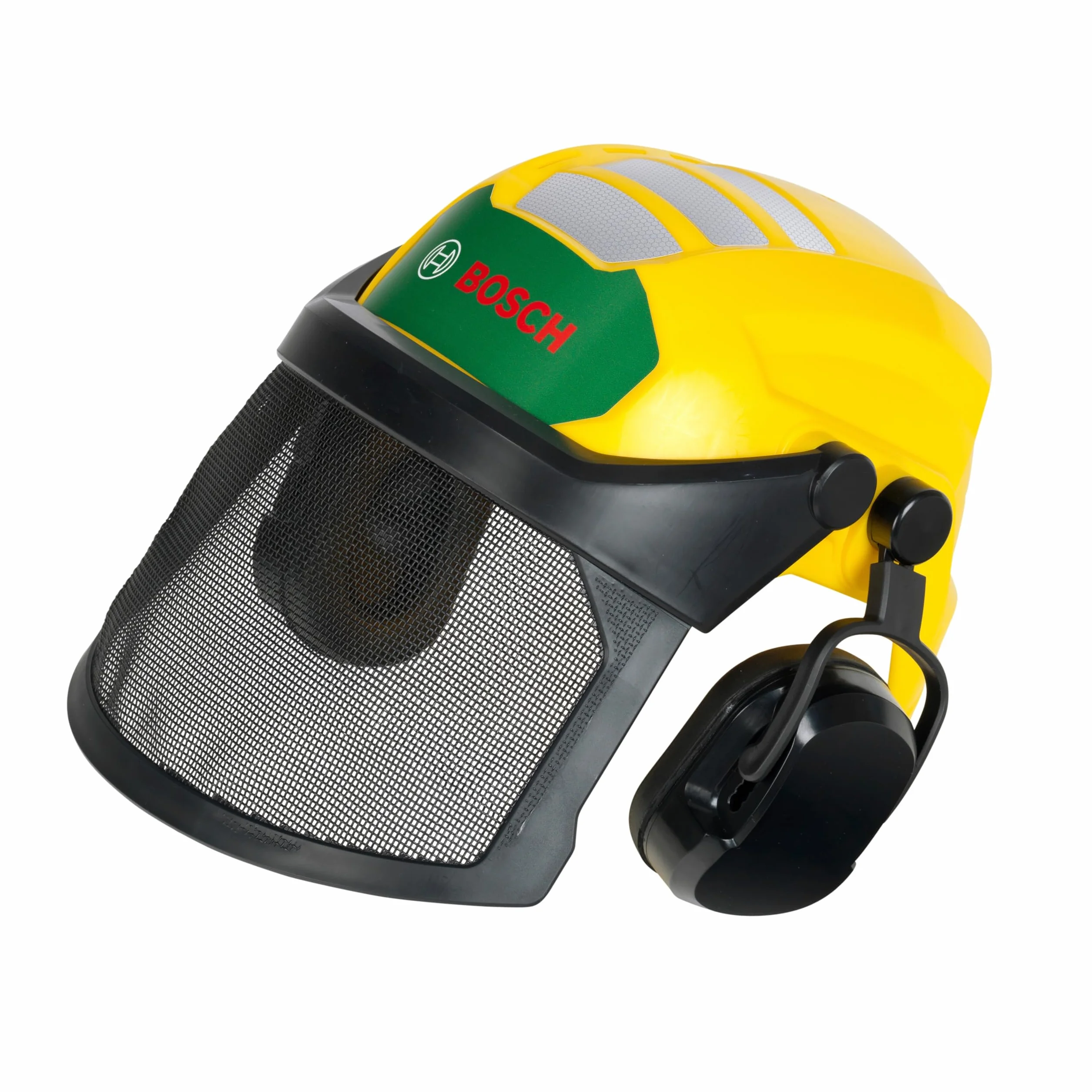 Theo Klein 8199 Bosch Casque de bûcheron pour enfants, Casque de jeu ajustable avec visière et protège-oreilles, Jouet sous licence officielle