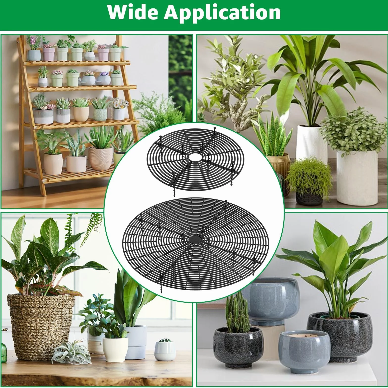 Lot de 5 Grille pour Pot de Fleurs - 30cm + 52cm - Couvercle de Protection des Plantes - Anti-Chat et Sécurité Enfant - Noir