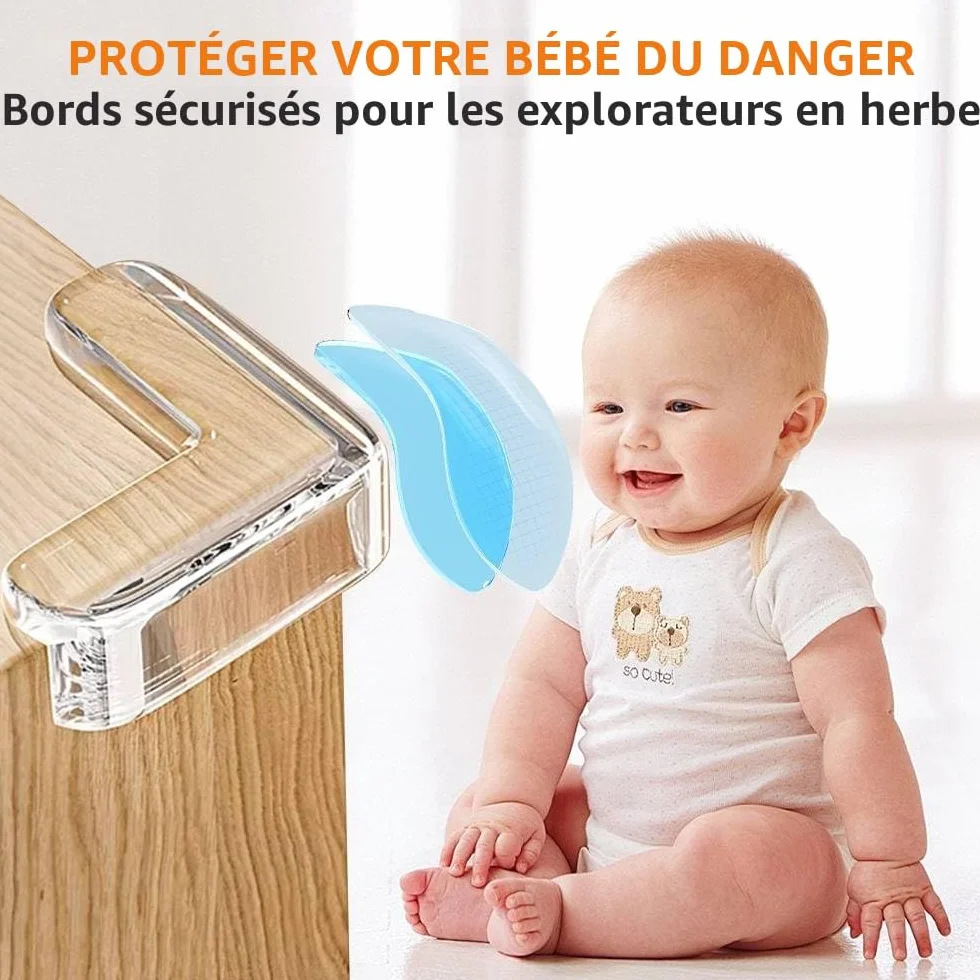 Protections d'angle de Table Type L pour Enfants, Coins Anti-Collision Transparents, Lot de 8