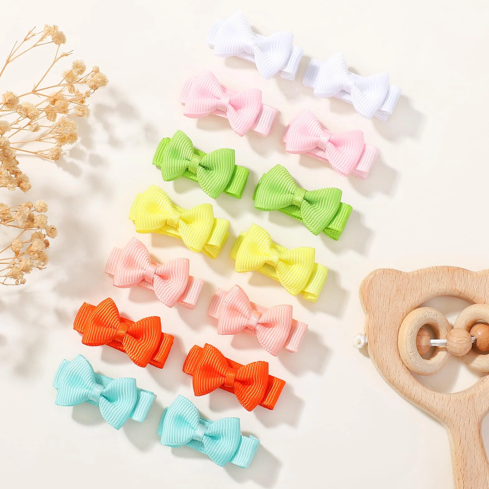 Choicbaby 40 Pièces Barrettes Cheveux Fille, 1,2 Pouces (3 cm) Mini Clips à Cheveux avec Arc