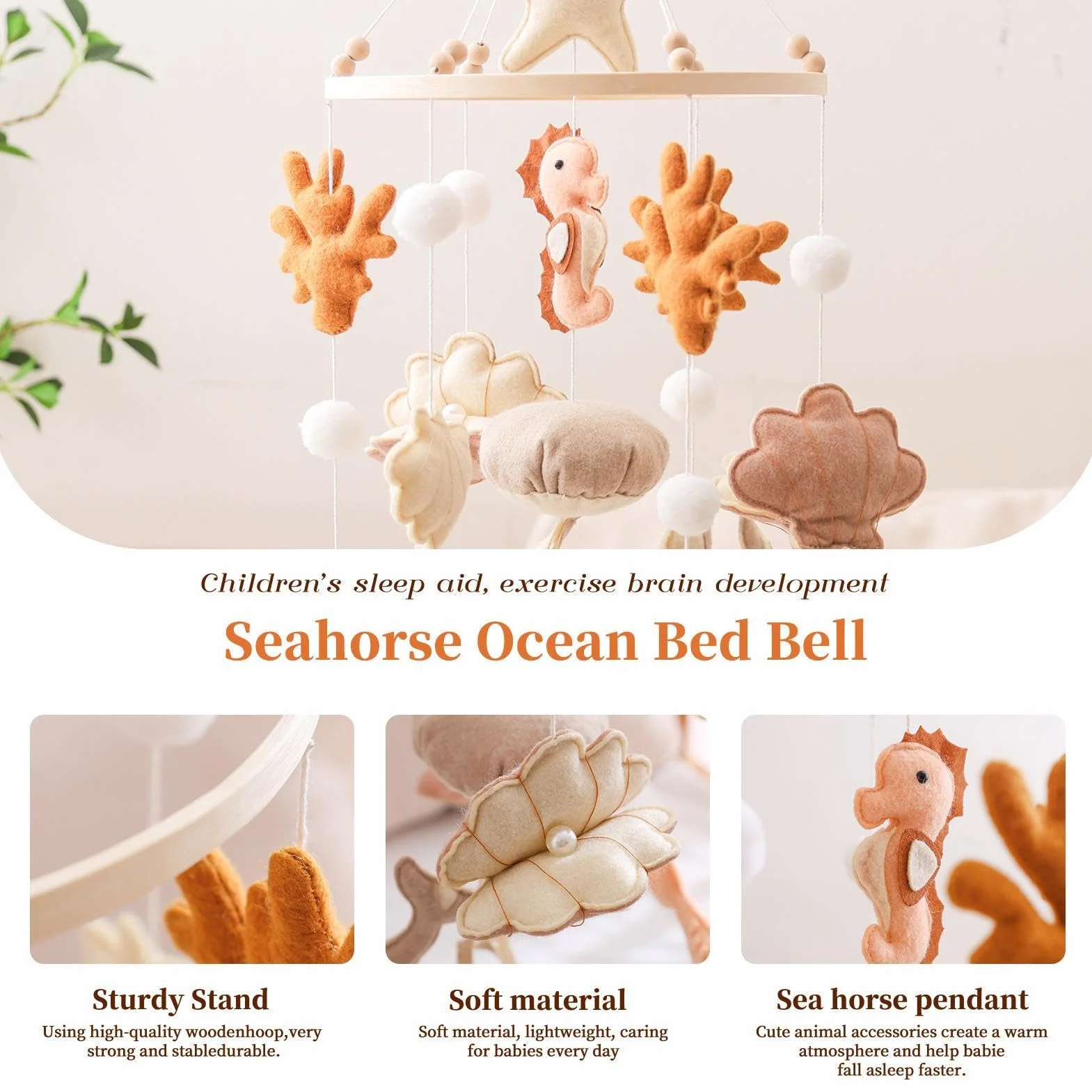 Mobile de Berceau Thème Animaux Marins, Vie Océanique, Accessoire Apaisant Bébé