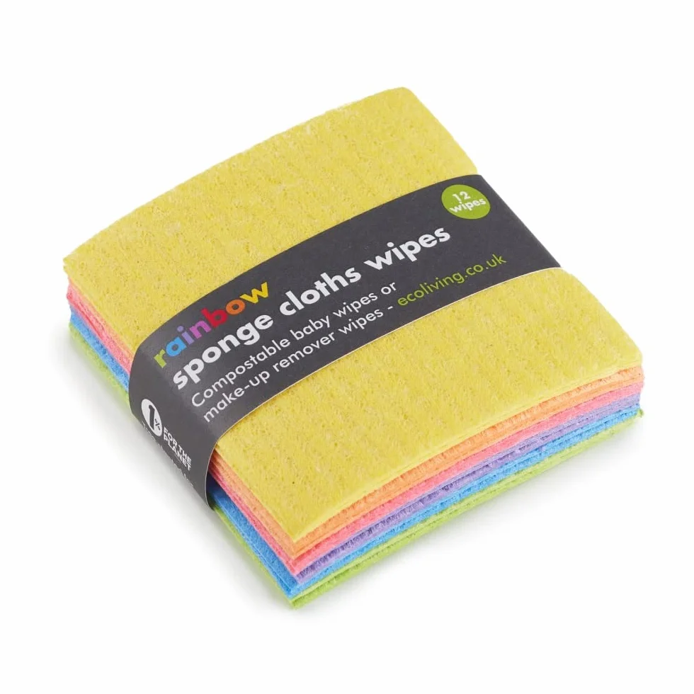 Eco Living Lot de 12 lingettes compostables arc-en-ciel