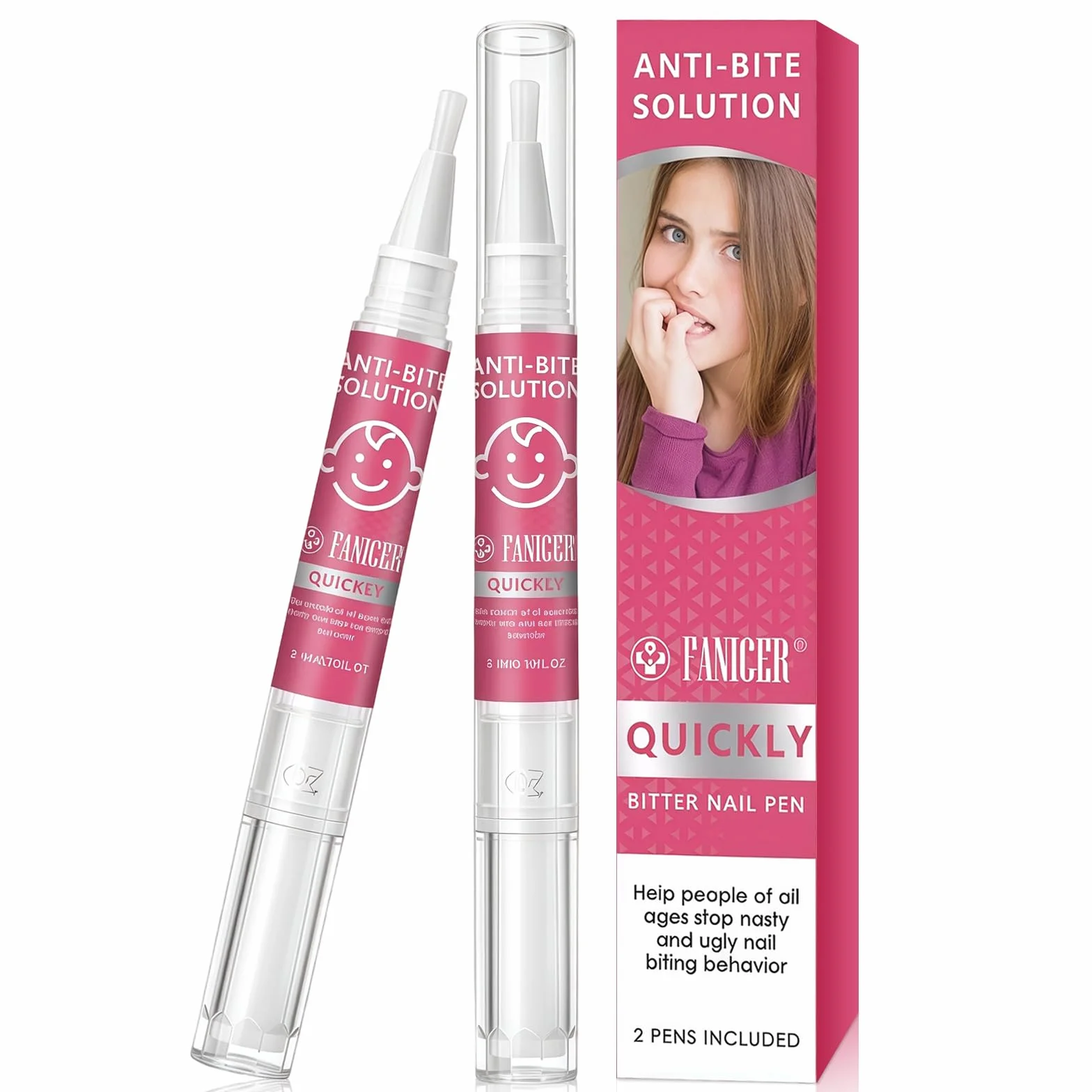 Stylo Anti-Rongement d'Ongles Amer, 2 Stylos Vernis Anti Ronge Ongles, Aide à Prévenir le Rongement des Ongles et Succion de Pouce