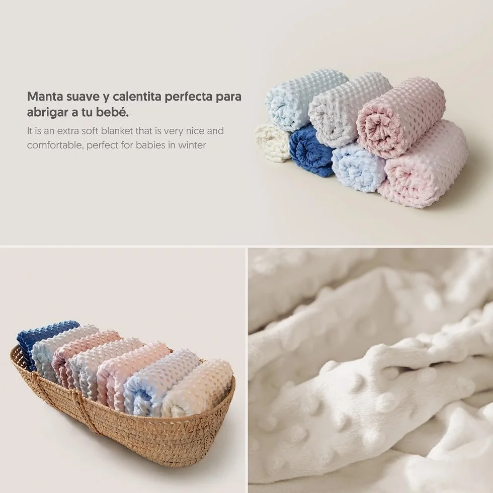 Interbaby Couverture Bébé Naissance Bulles 80x110cm + Peluche Ourson 28x17cm Coffret Cadeau Beige