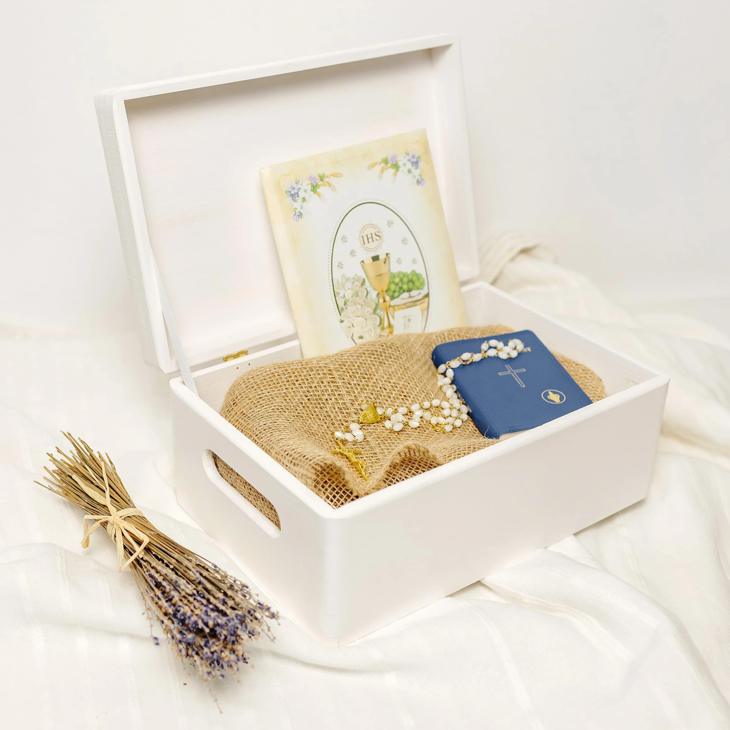 Boîte à Souvenirs en Bois Personnalisée Première Communion Cadeau Calice Coffret Décorations