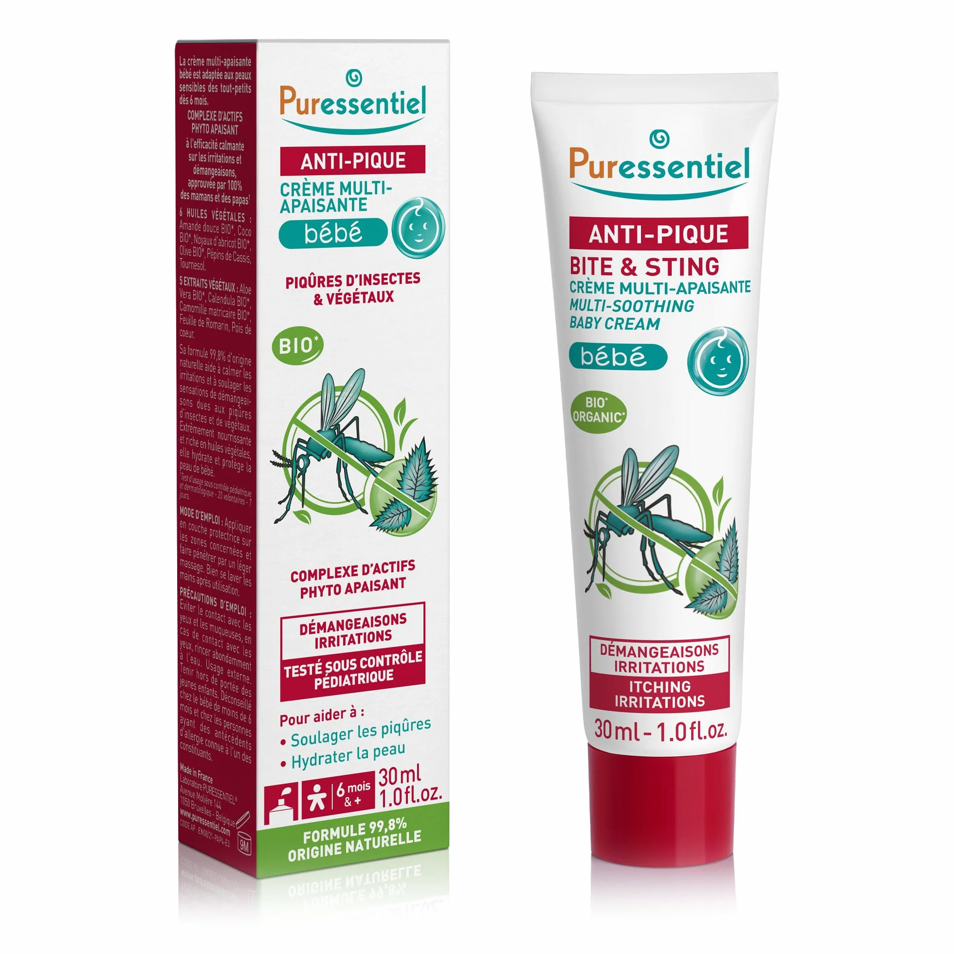 Puressentiel Crème Multi-Apaisante Bébé Anti-Pique 30 ml - Piqûres d'insectes, végétaux - 100% naturel