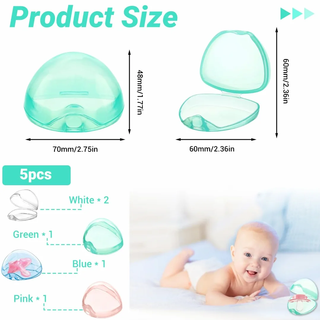 Boîte à Tétine Transparente Imperméable 5 Pièces Portable Rangement Bébé
