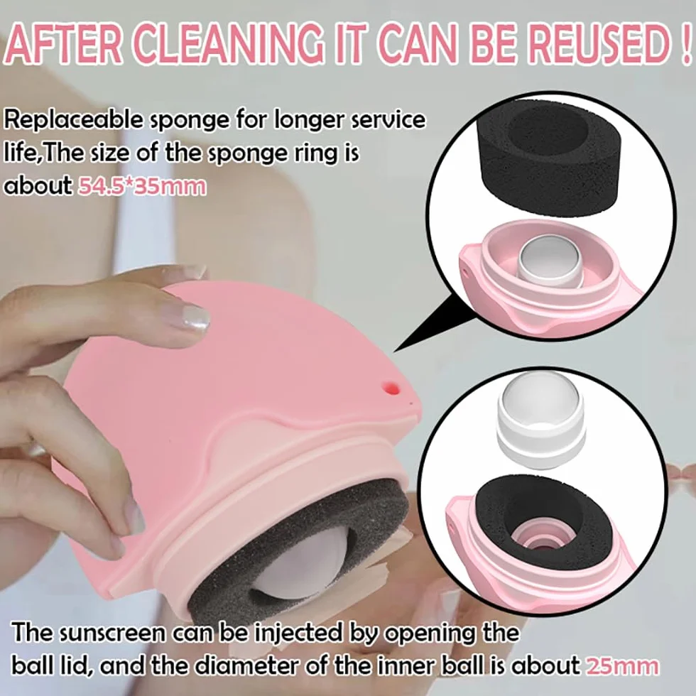 Sunblock Buddy Applicateur de crème solaire portable rechargeable rouleau éponge ensemble pinceaux