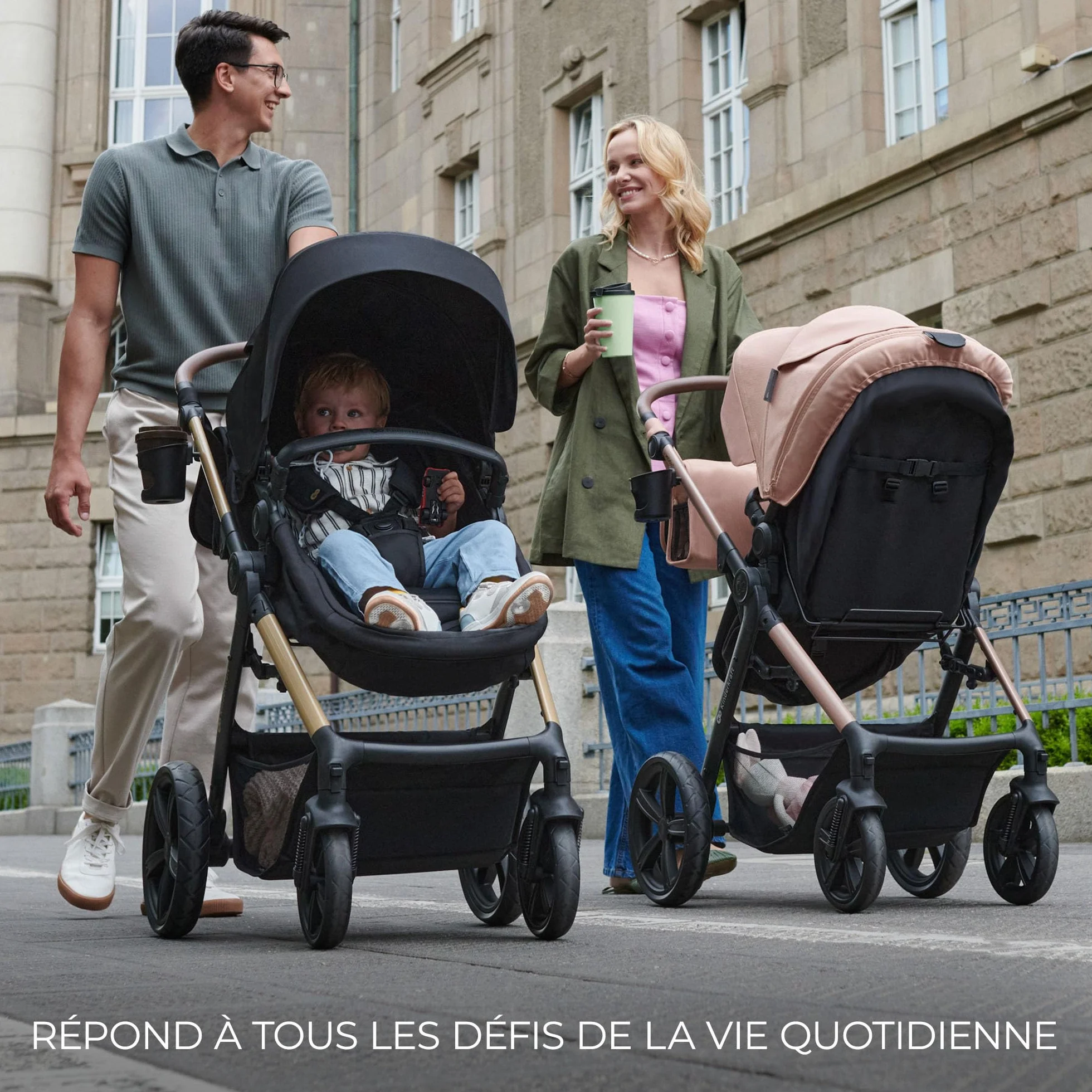 Kinderkraft MOOV 2 Poussette 3 en 1 Travel System avec nacelle 2-en-1 siège auto i-Size Gris