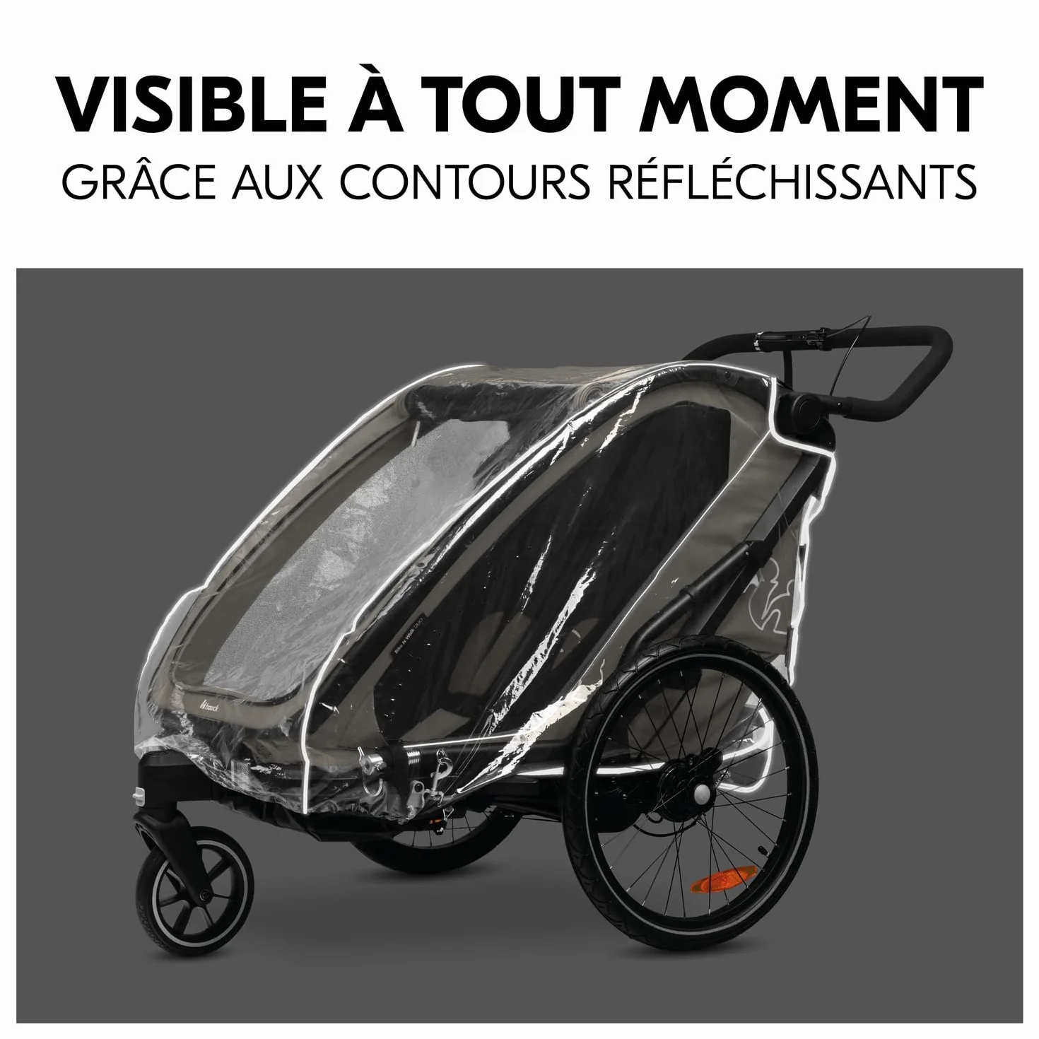 Hauck Habillage Pluie pour Remorque Vélo Enfant Bike N Walk Duo – Protection Imperméable avec Aération et Bandes Réfléchissantes, Pliable