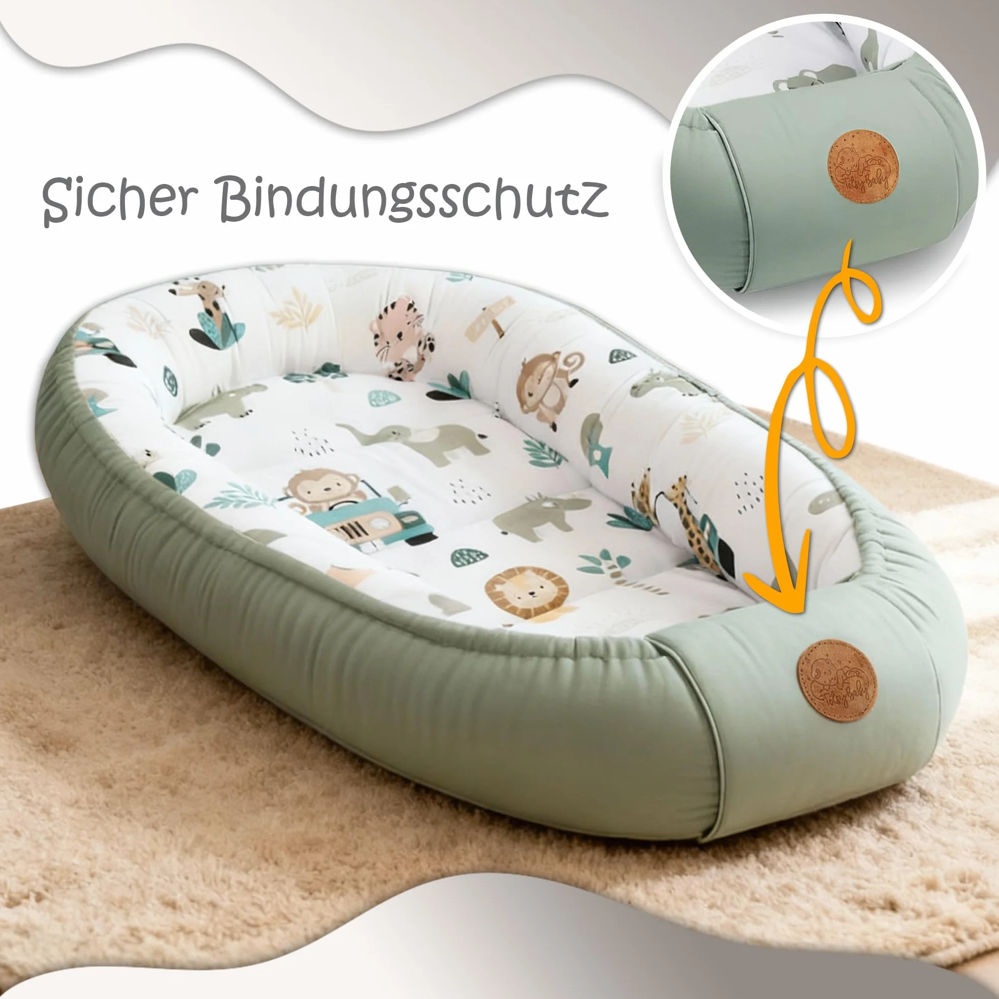 Réducteur de Lit Bébé 90x50cm Coton Cocon Nid d'Ange Couffin Naissance Bleu