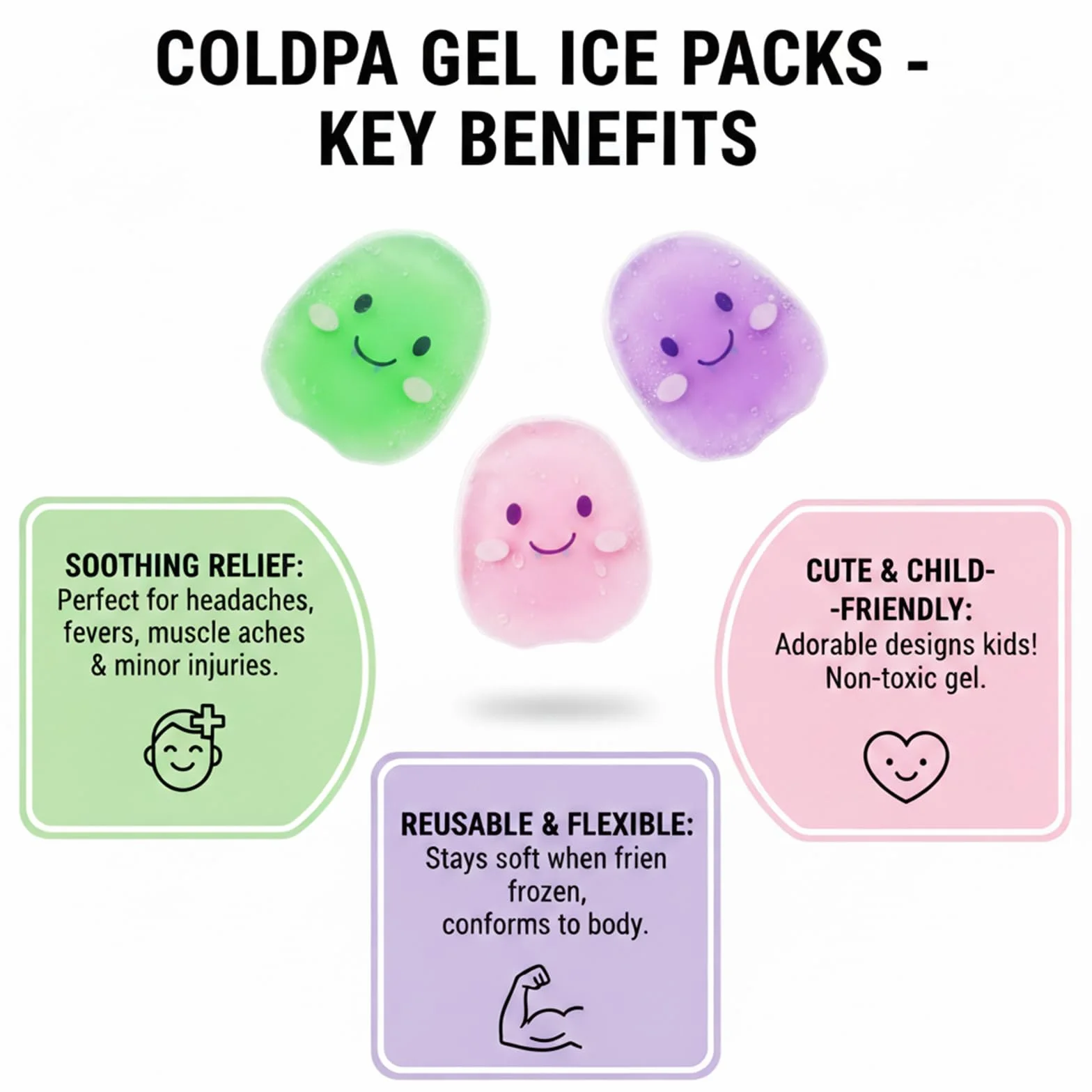 Lot de 8 blocs de glace pour enfants blessés, poche de glace avec housse souple