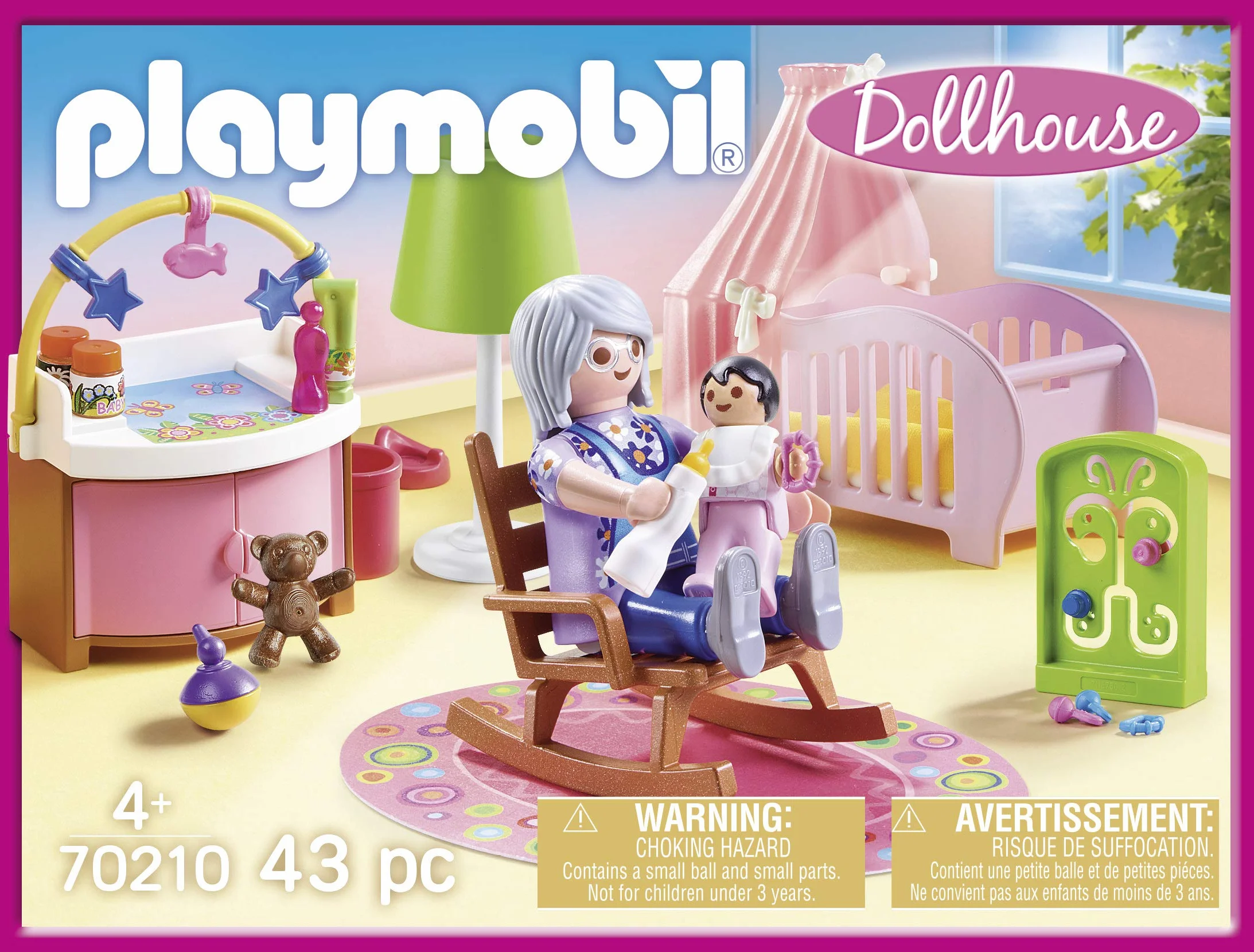 Playmobil 70210 Chambre de bébé - Dollhouse avec Deux Personnages, lit bébé, Table à Langer, Lampe sur Pied, Fauteuil à Bascule - Dès 4 Ans
