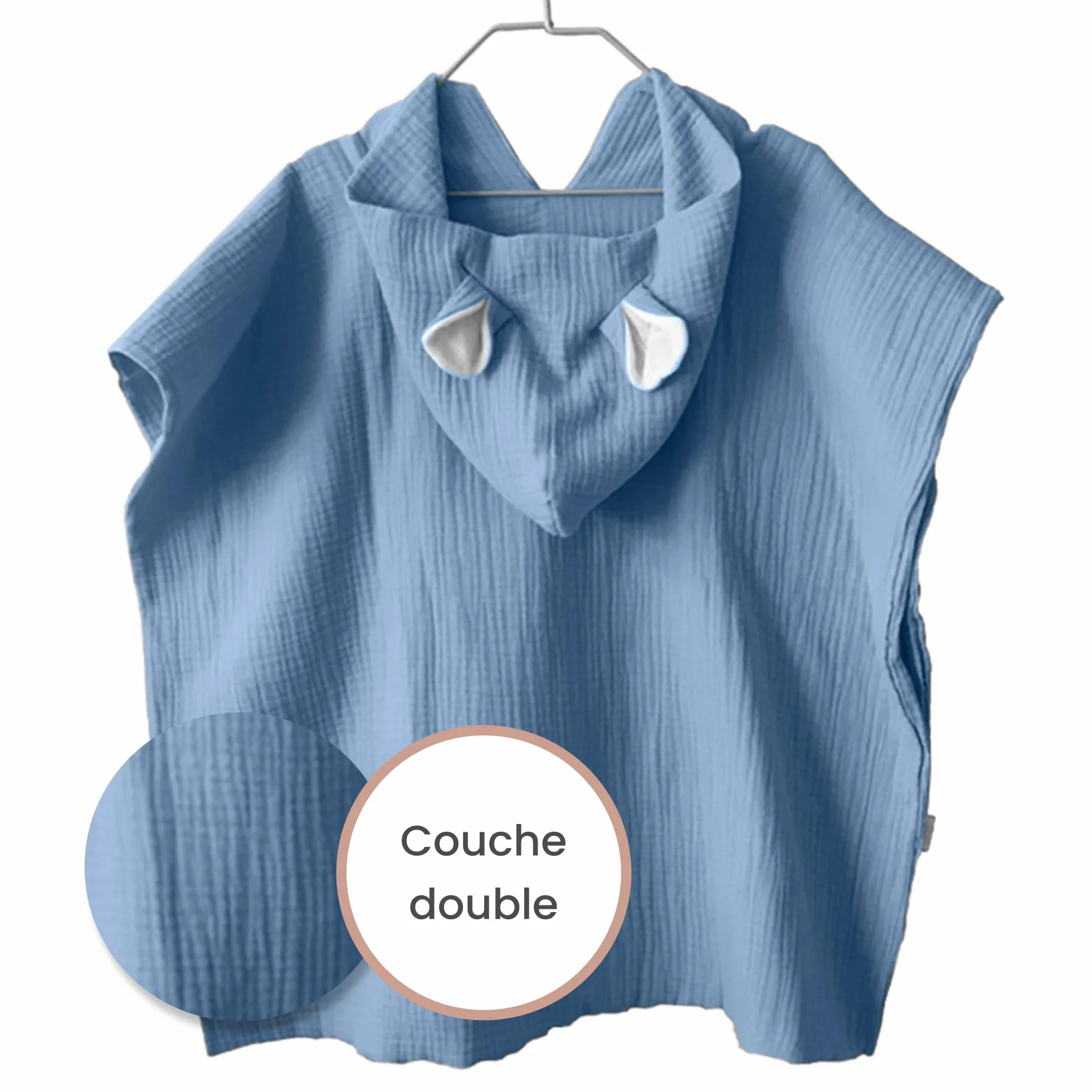 Poncho de Bain Bébé en Mousseline 100% Coton pour Enfant, Léger et Absorbant