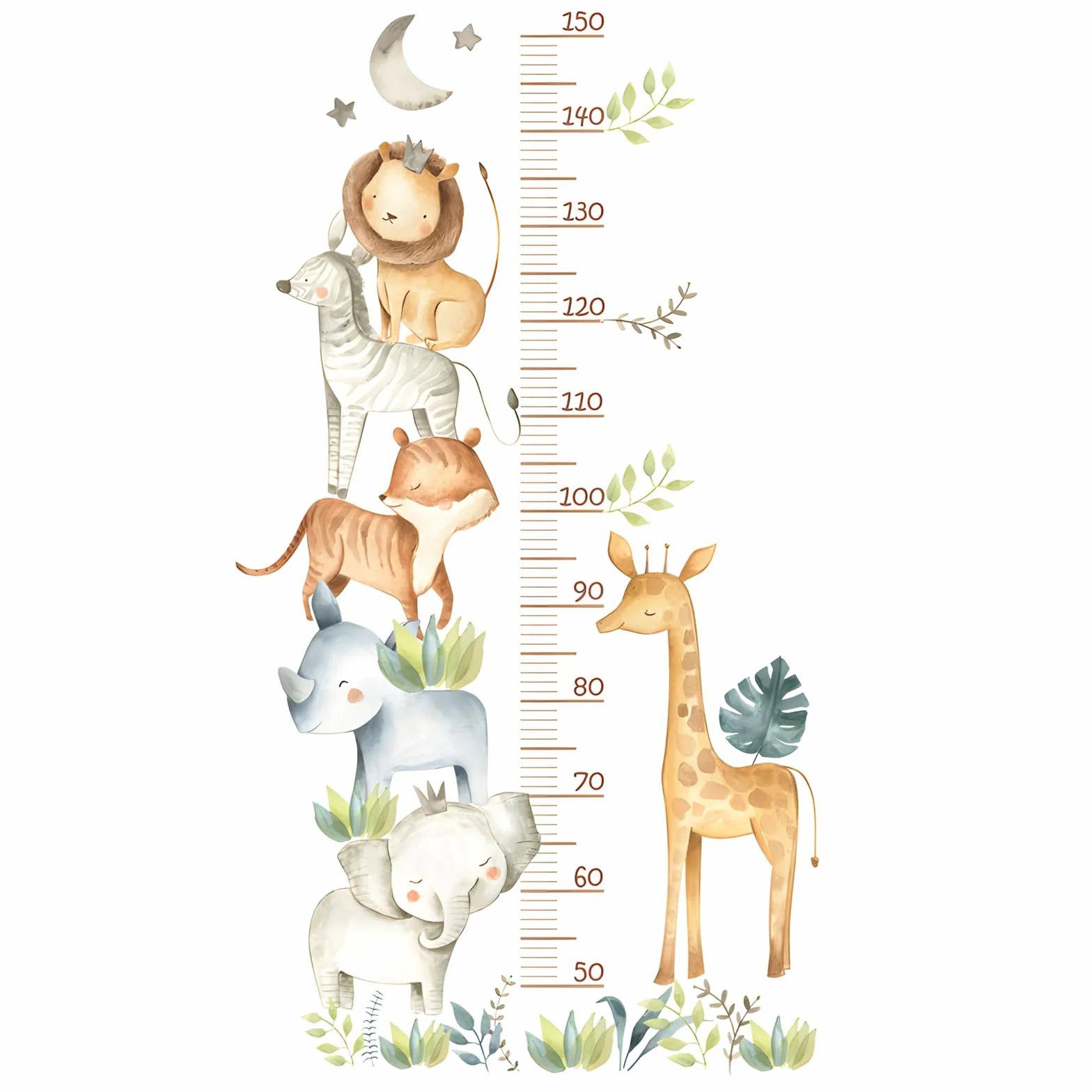 Sticker mural toise de mesure enfants 50-150 cm animaux forêt